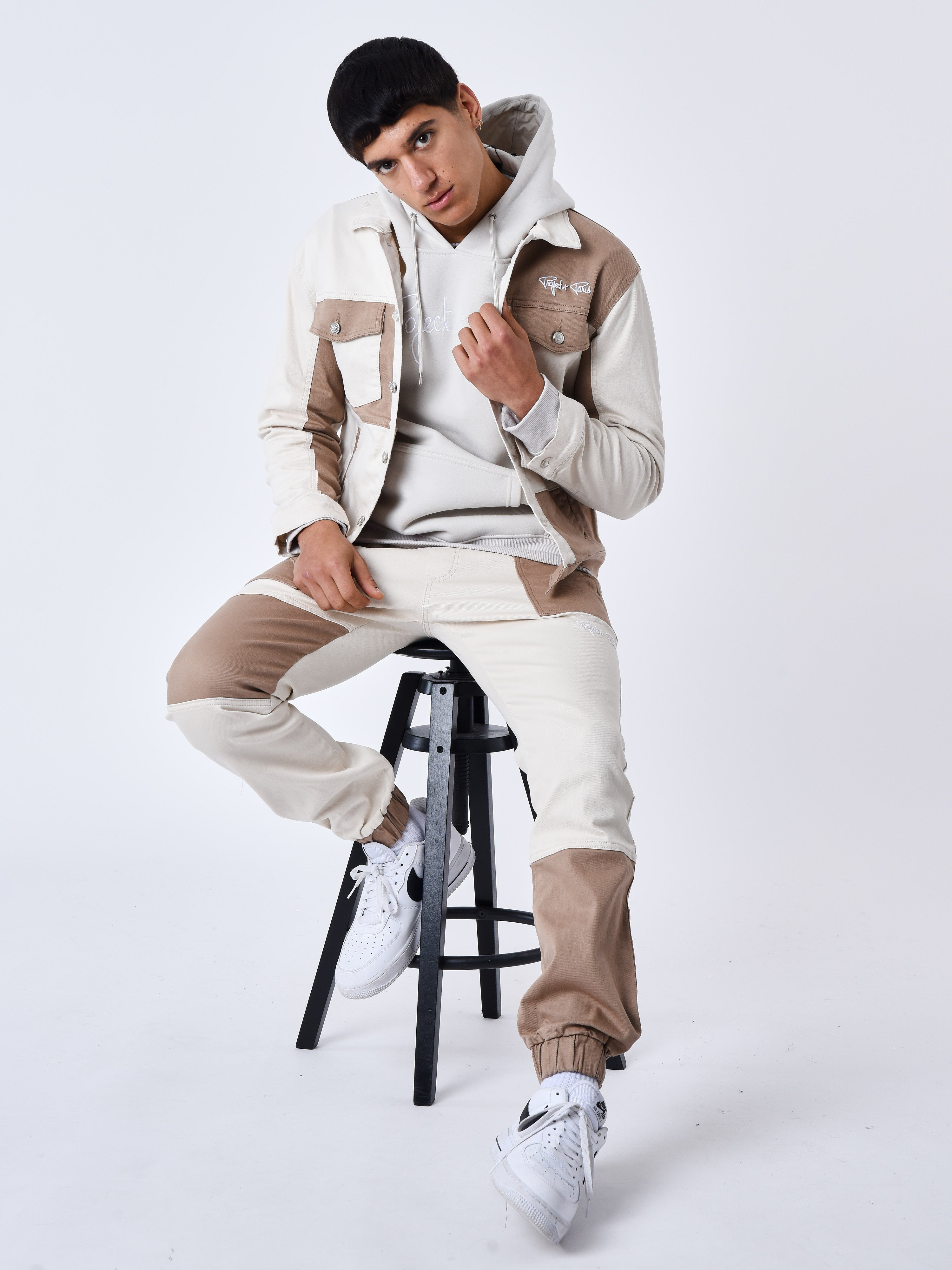Hose im elastischen, zweifarbigen Patchwork-Stil-2