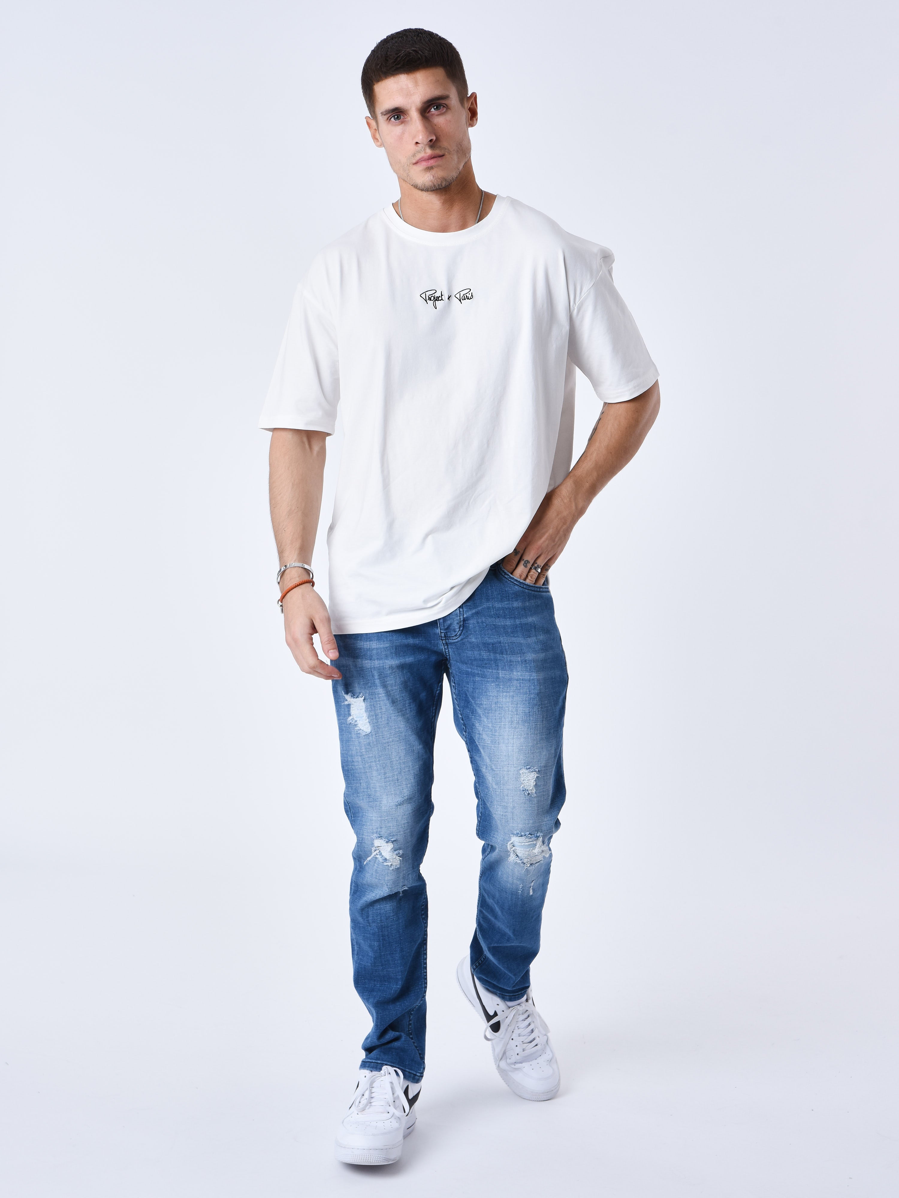 Regular ripped jeans met gaten-3