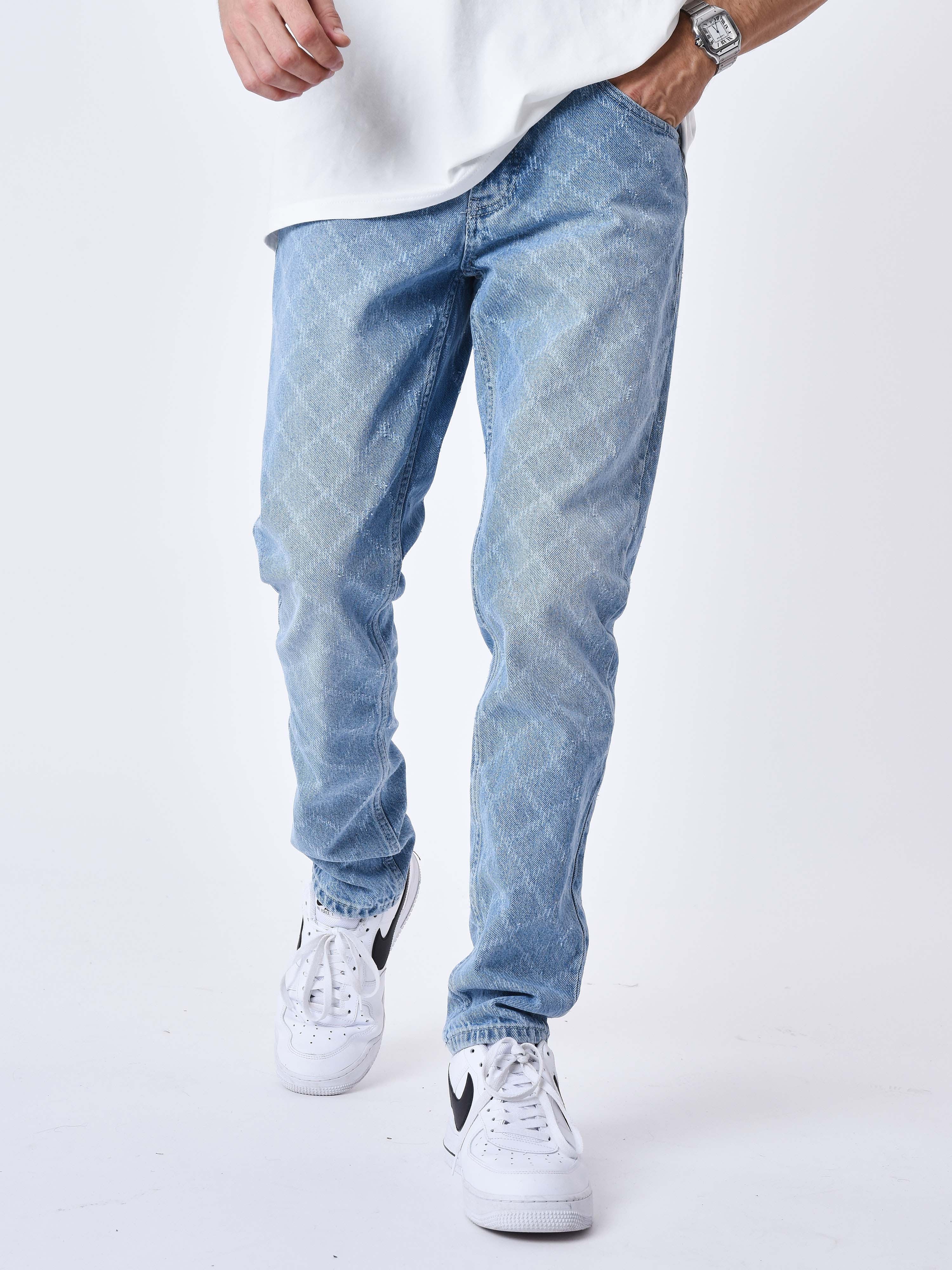 Jeans regular con logo e motivo a griglia quadrata-2