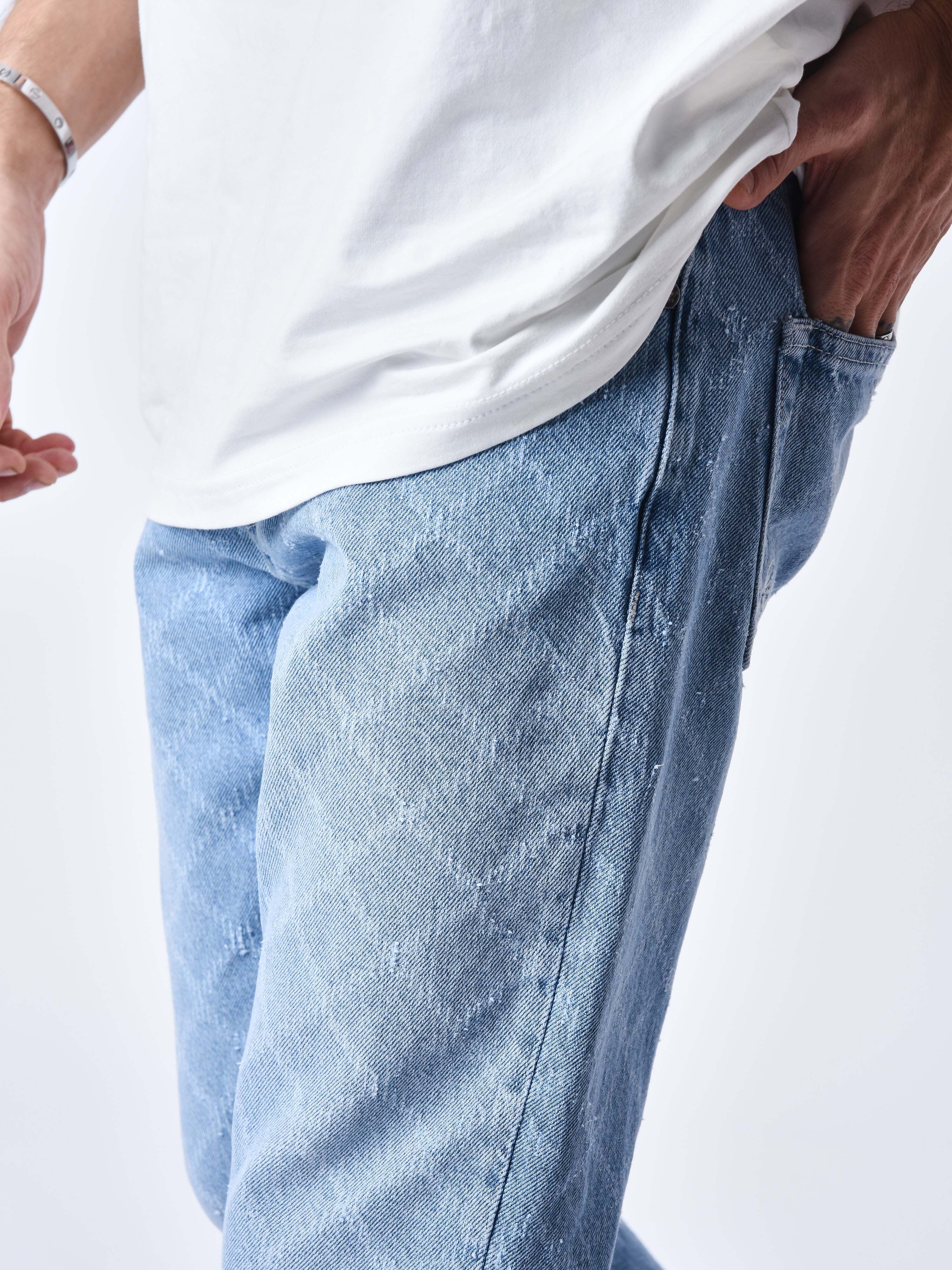 Jeans regular con logo e motivo a griglia quadrata-6