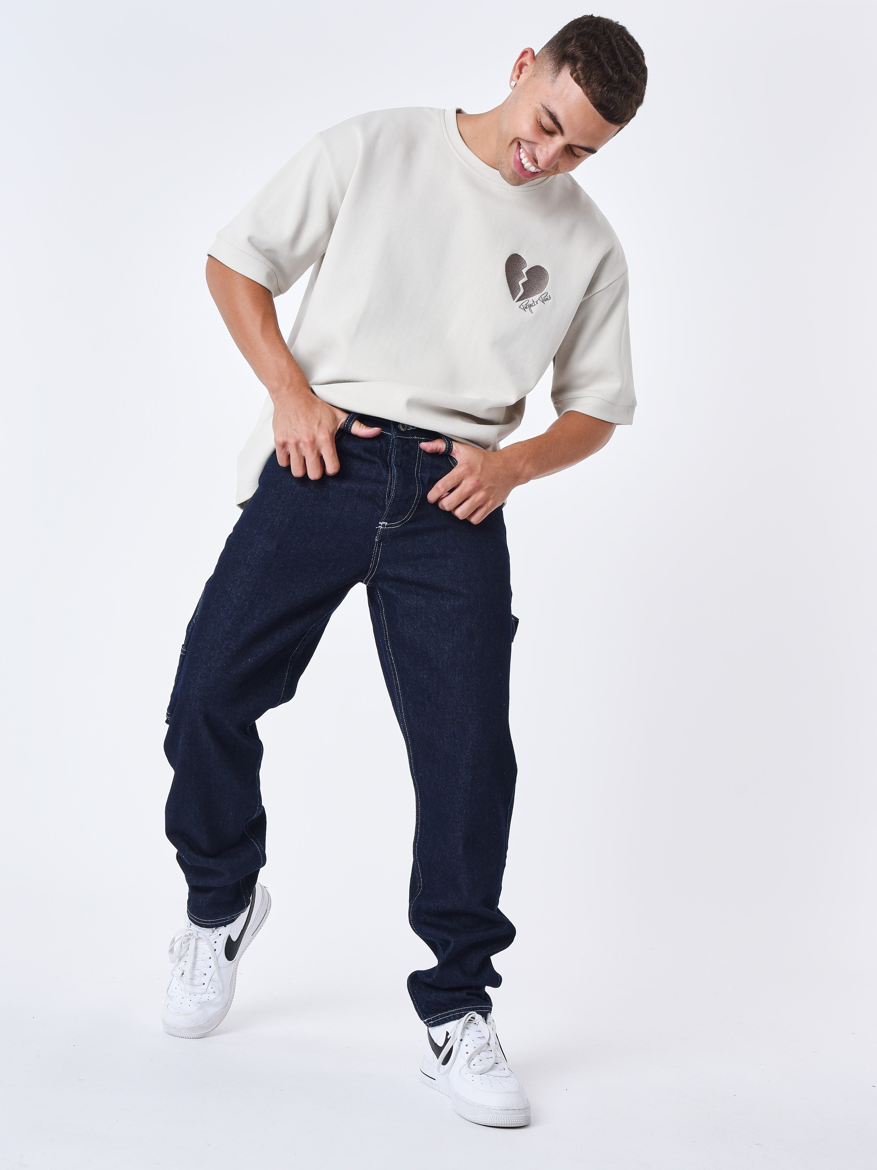 Jeans Regular com costura contrastante-1