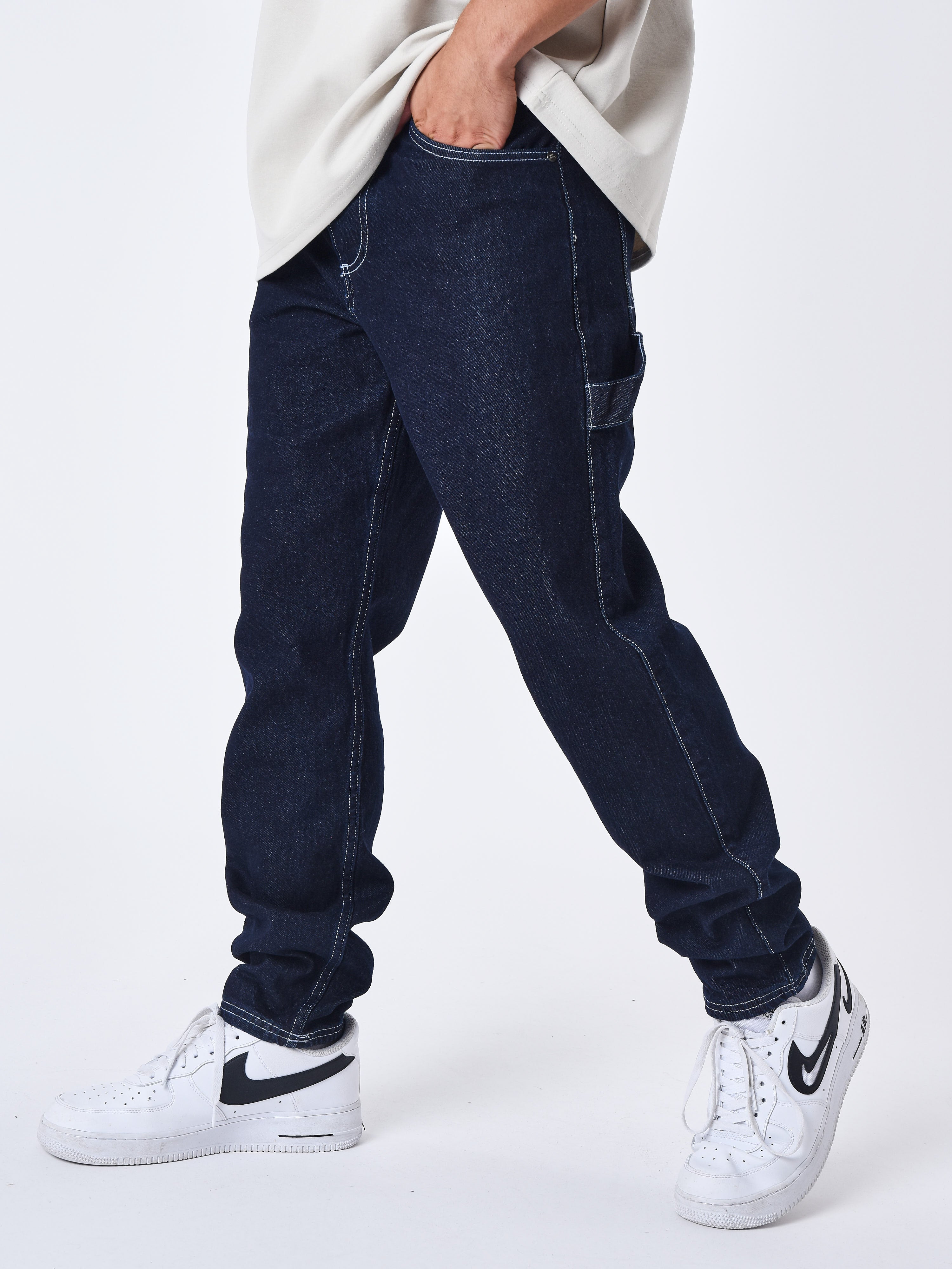 Jeans Regular com costura contrastante-4