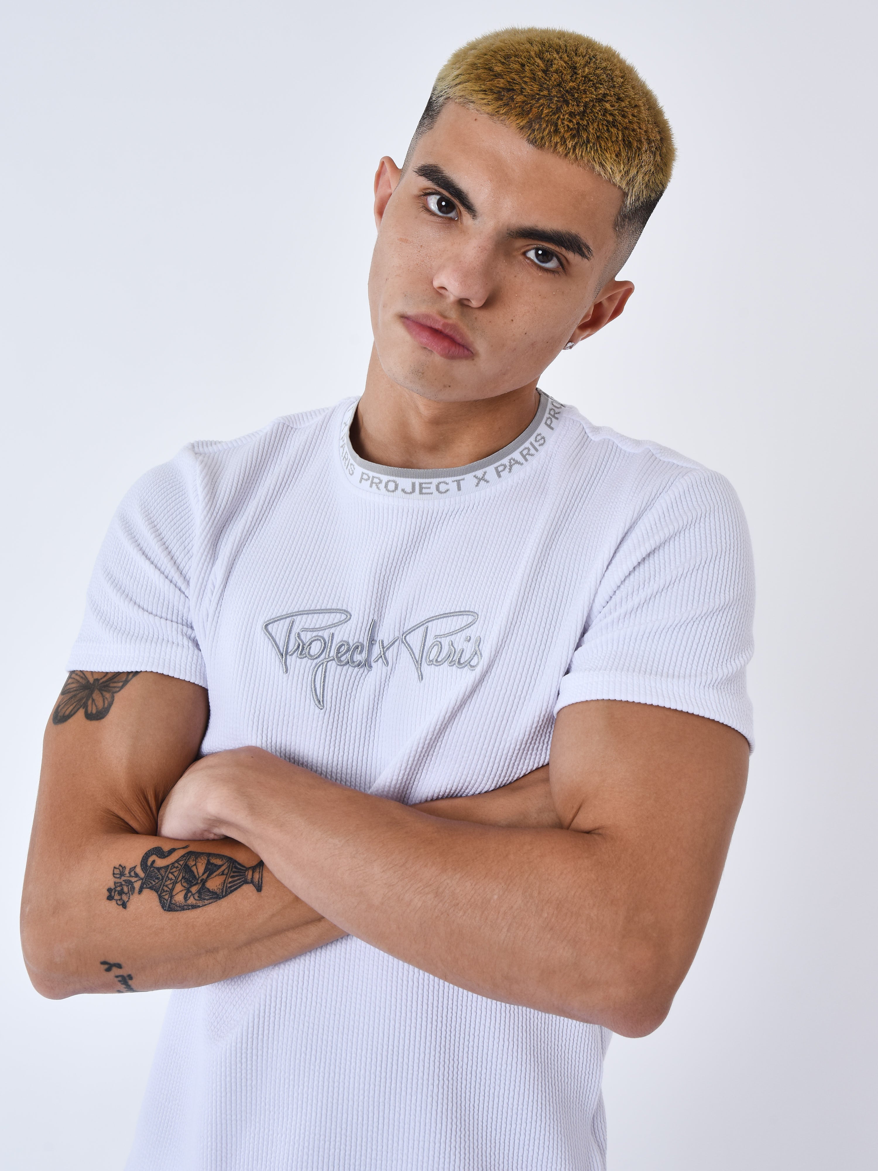 Embroidered textured t-shirt-4