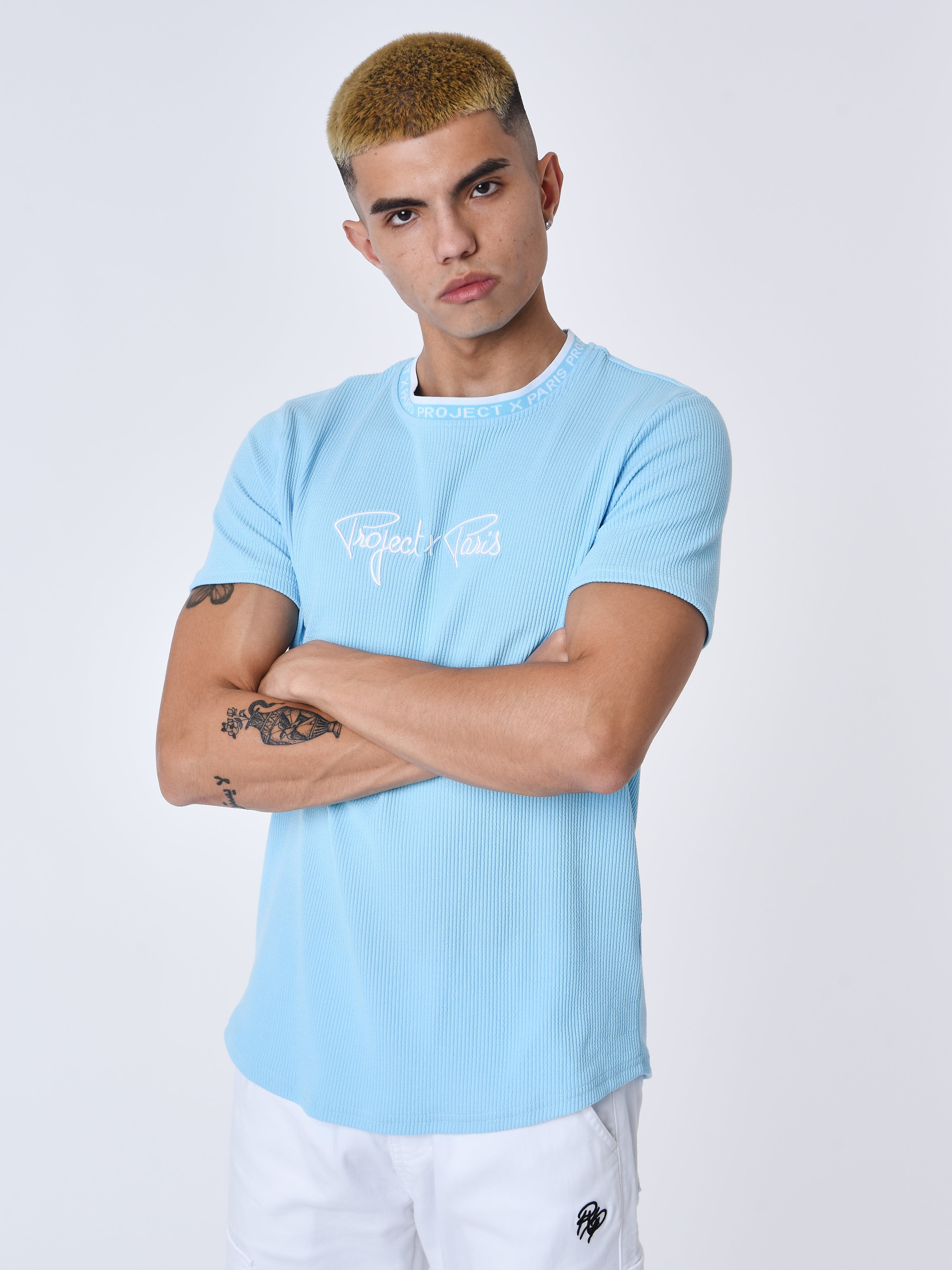 Textured embroidered t-shirt-1