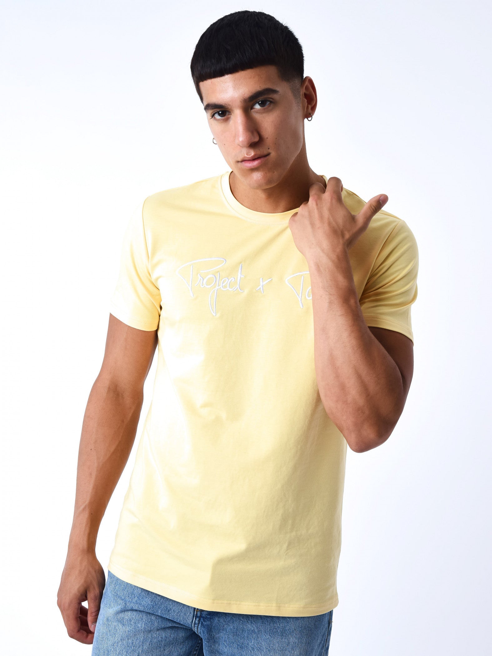 tee-shirt-basic-broderie-logo-project-x-paris-4062-jaune-modelshot