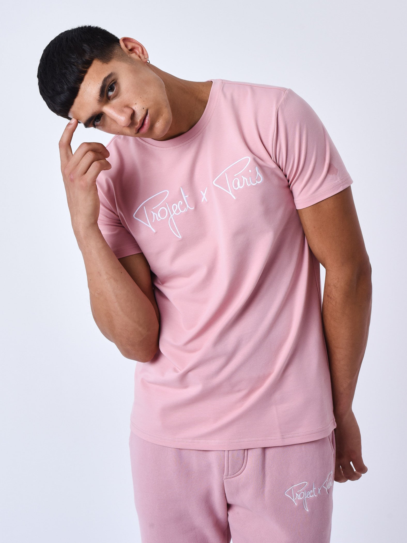 tee-shirt-basic-broderie-logo-project-x-paris-rose-dragee