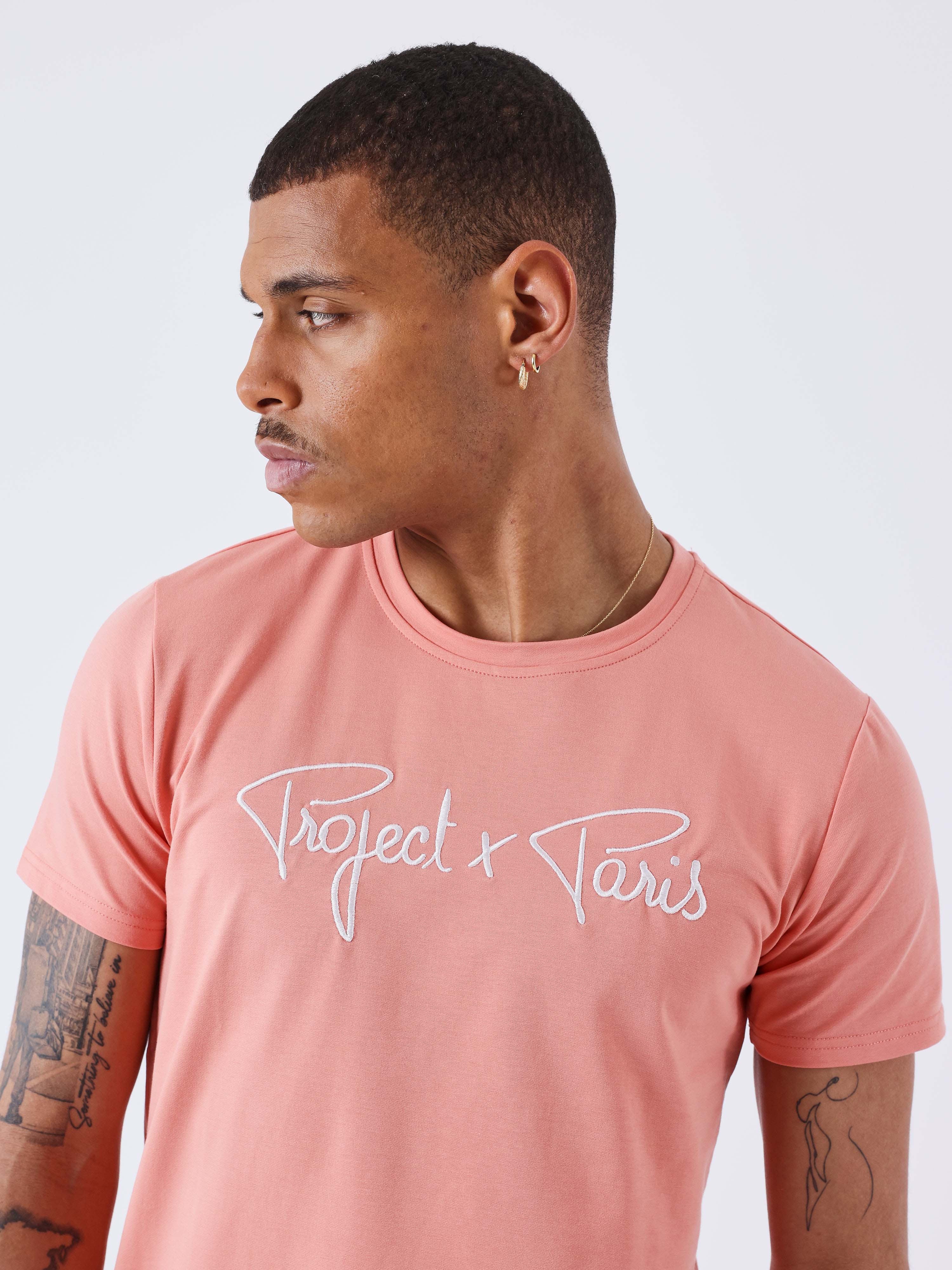 tee-shirt-basic-broderie-logo-project-x-paris-coral