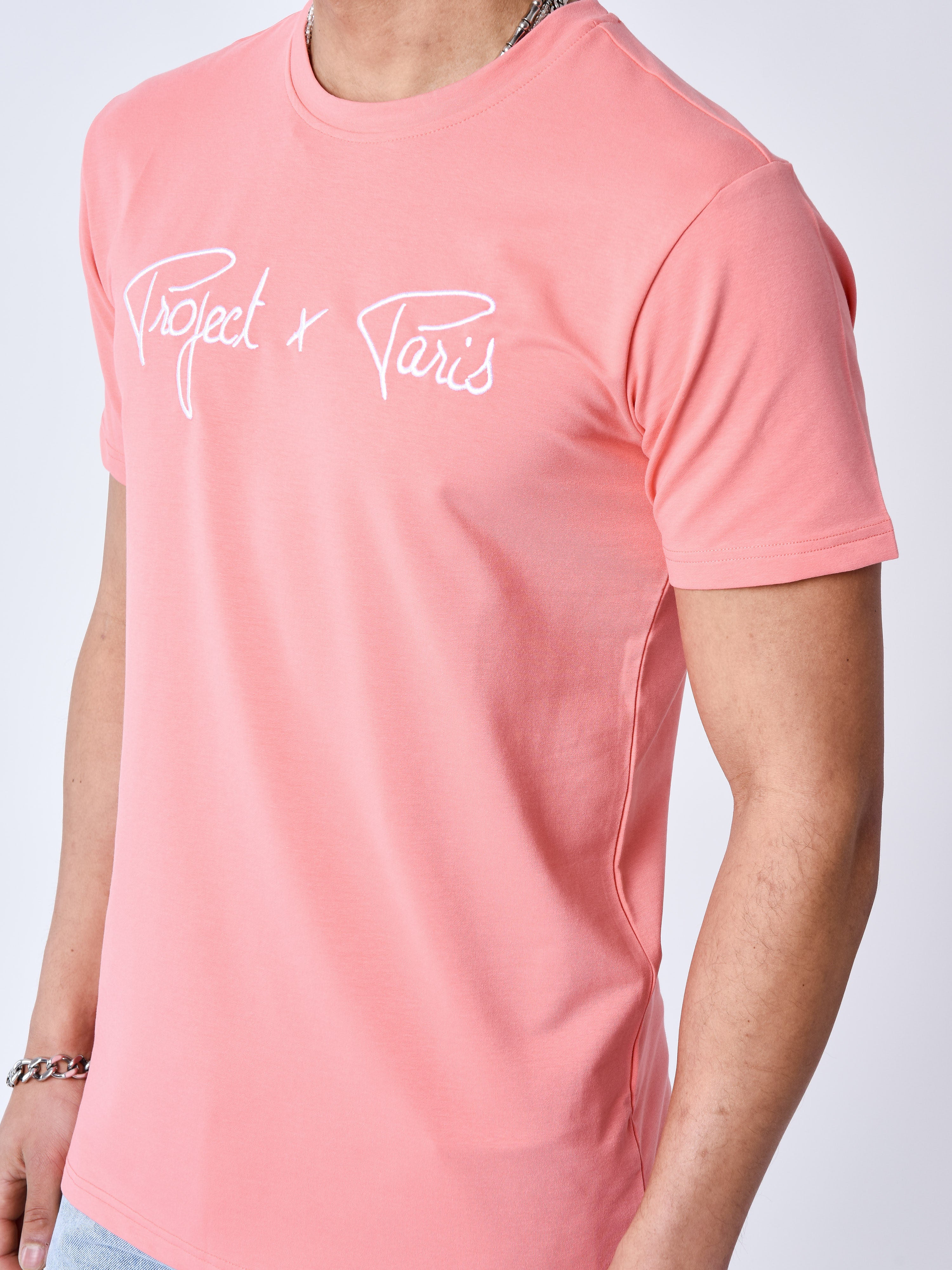 tee-shirt-basic-broderie-logo-project-x-paris-rose-corail