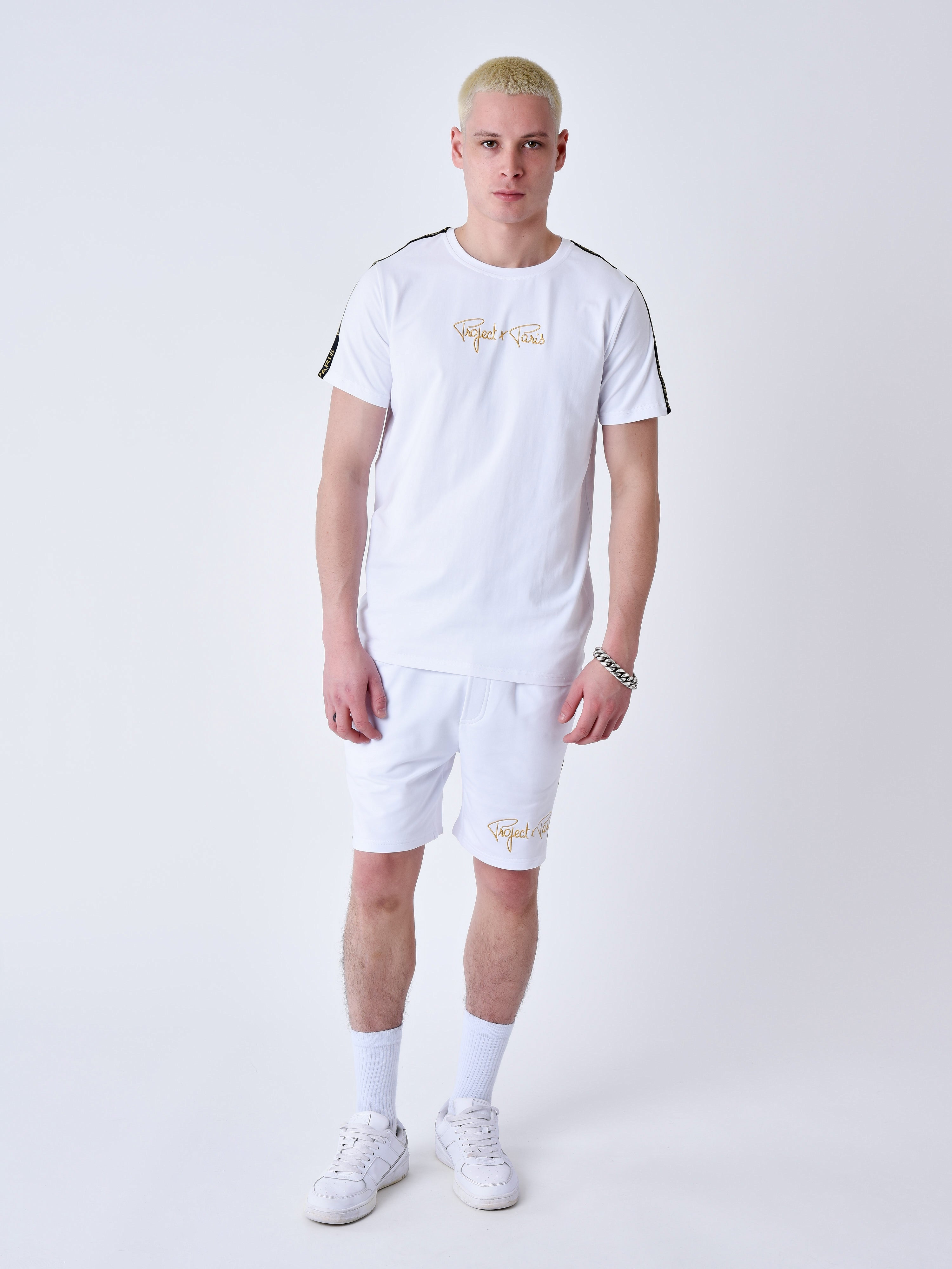 T-shirt classico con bande ricamate sulle spalle-6