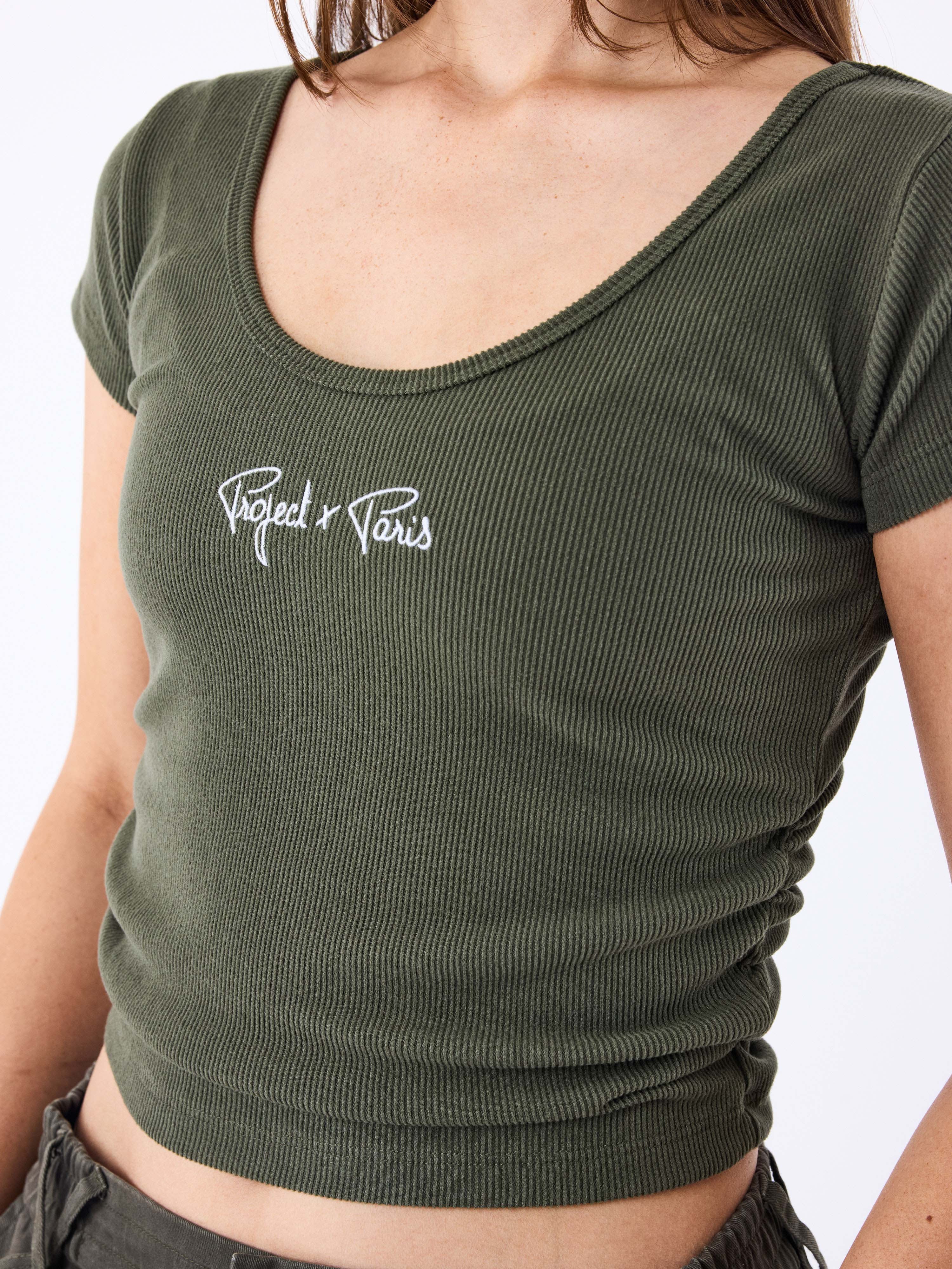 tee-shirt-cotele-essentials-project-x-paris-olive-fonce