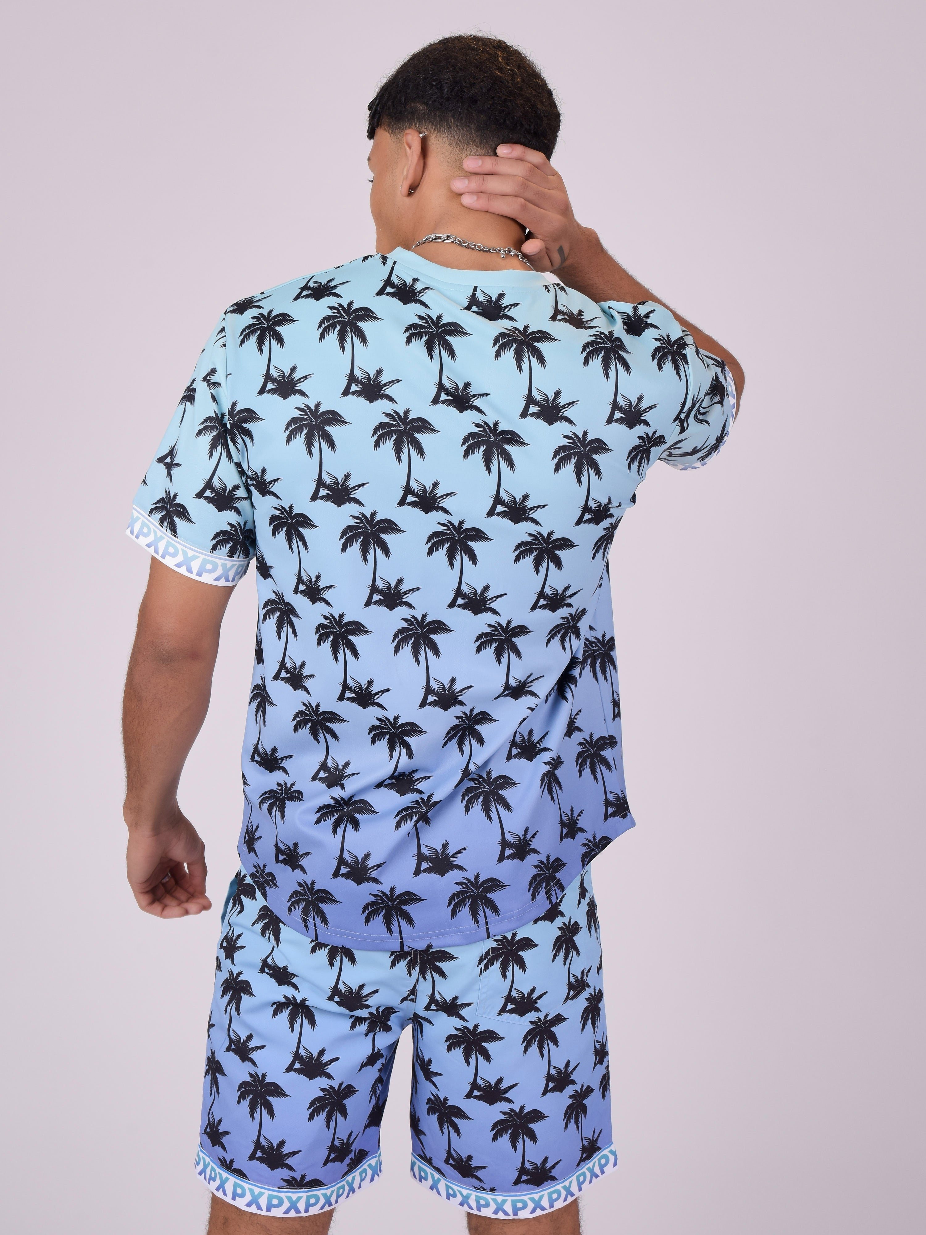 Palm tree gradient printed T-shirt-5