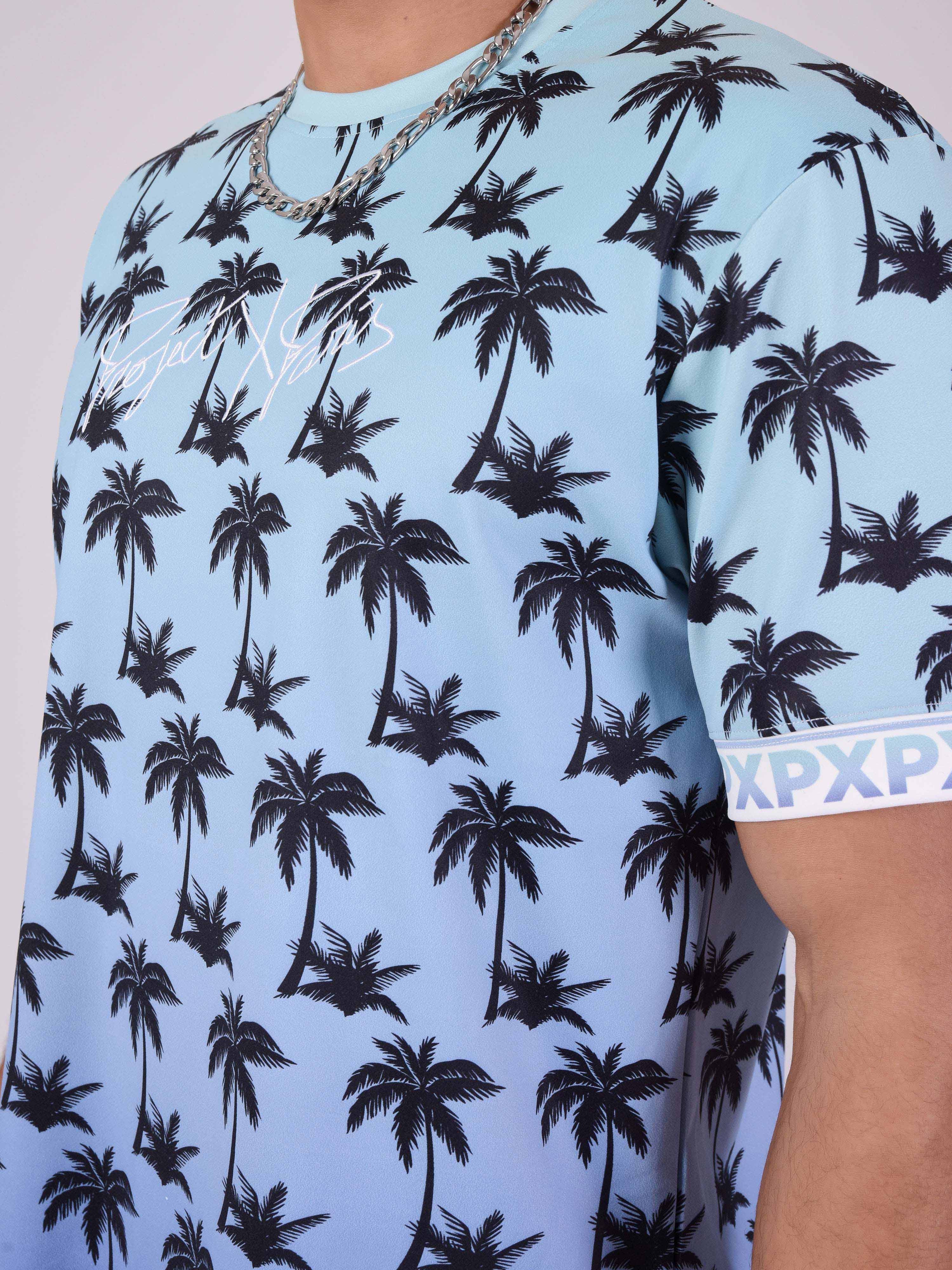 Palm tree gradient printed T-shirt-6