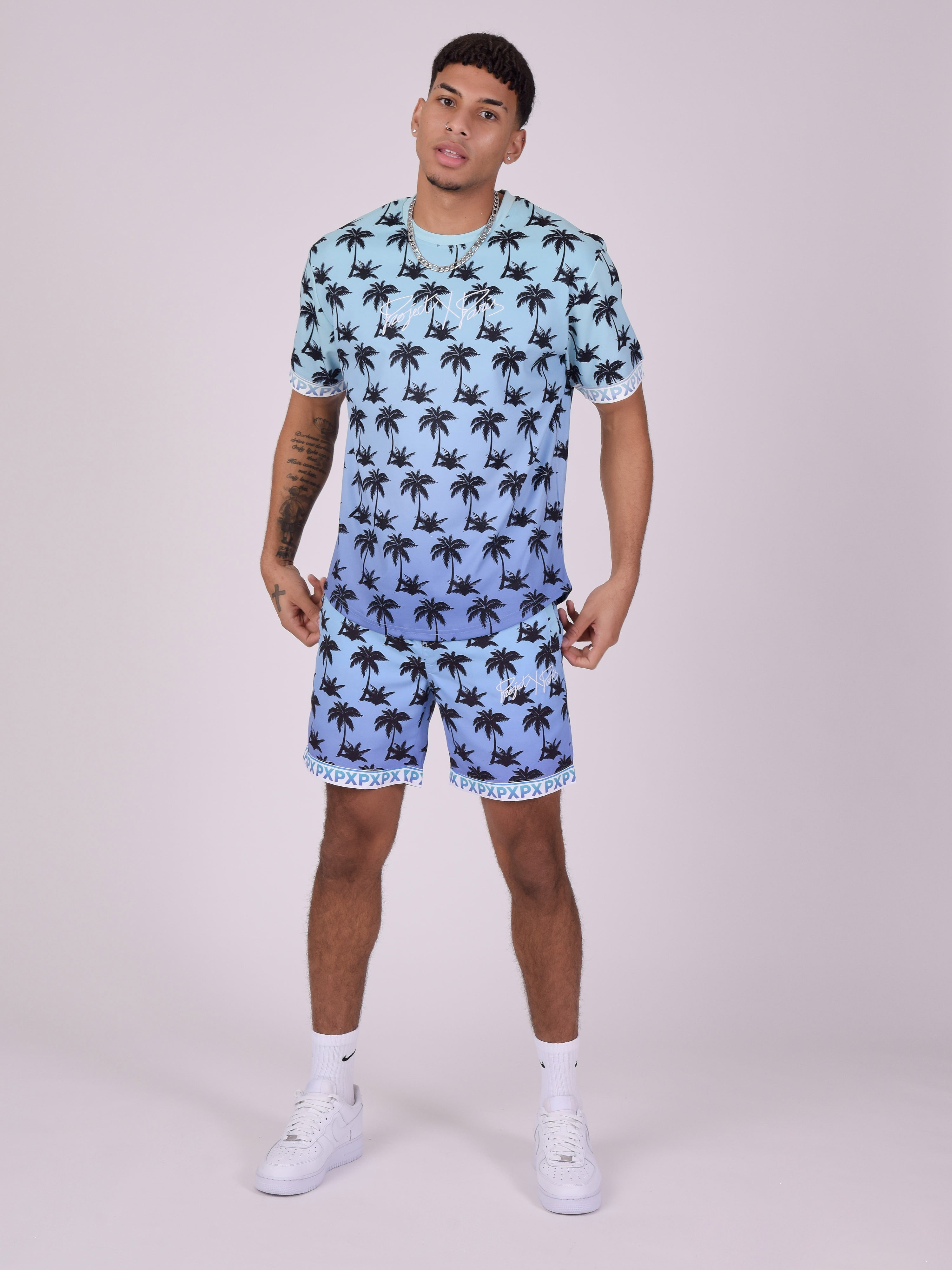 Palm tree gradient printed T-shirt-3