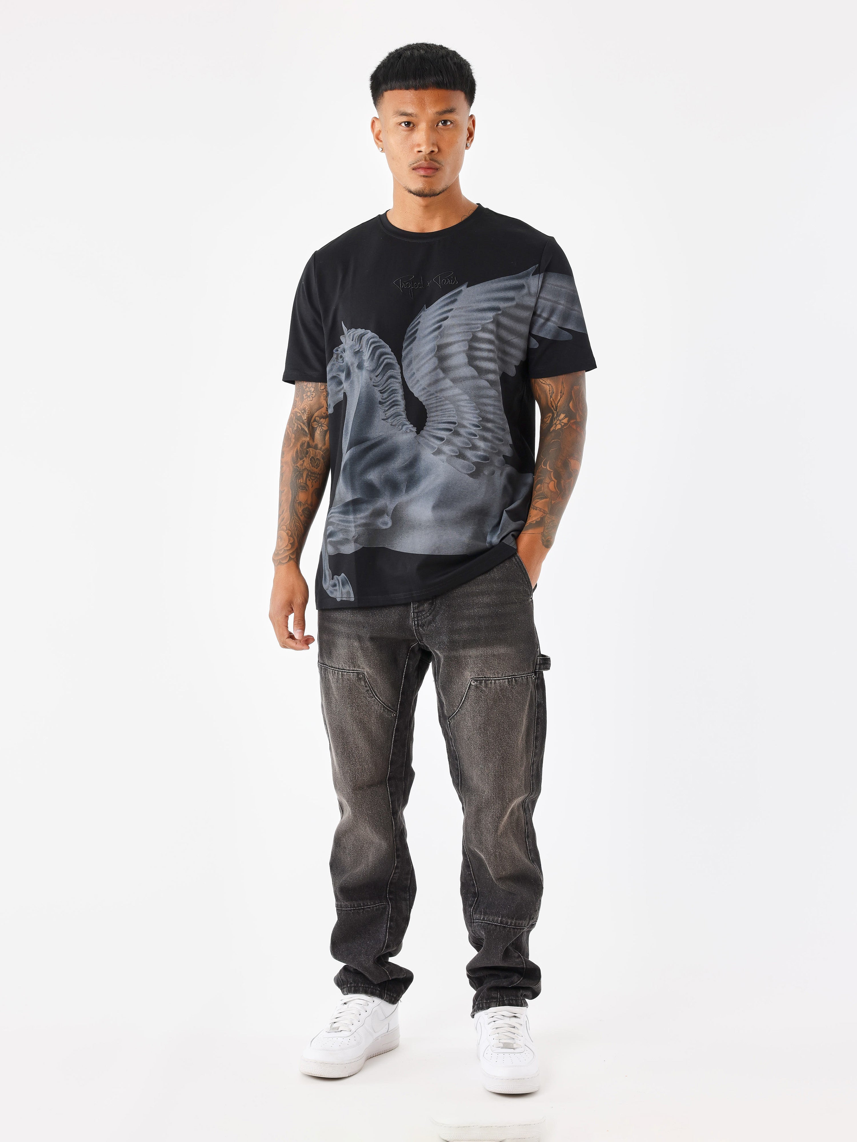 tee-shirt-motif-equestre-noir
