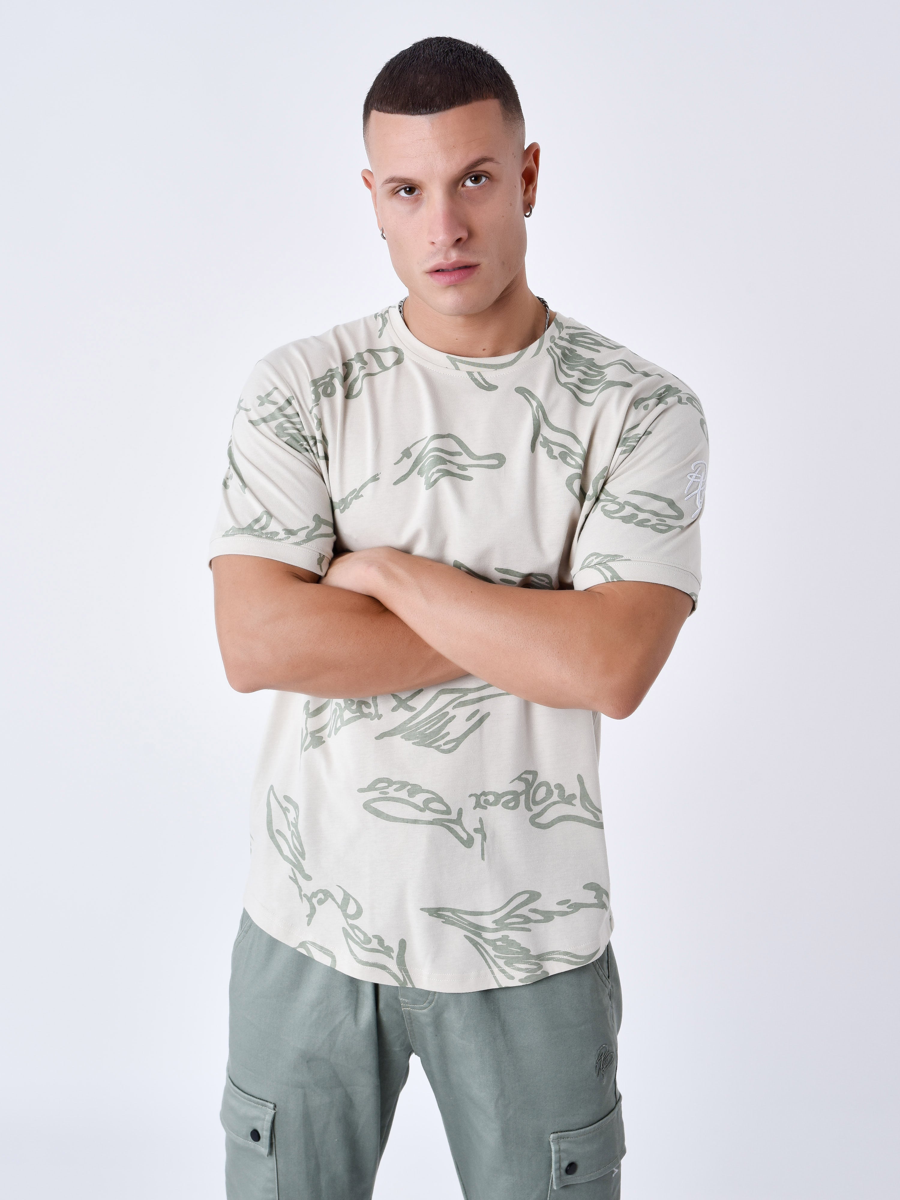 T-shirt met Signature print in vloeibare stijl-1