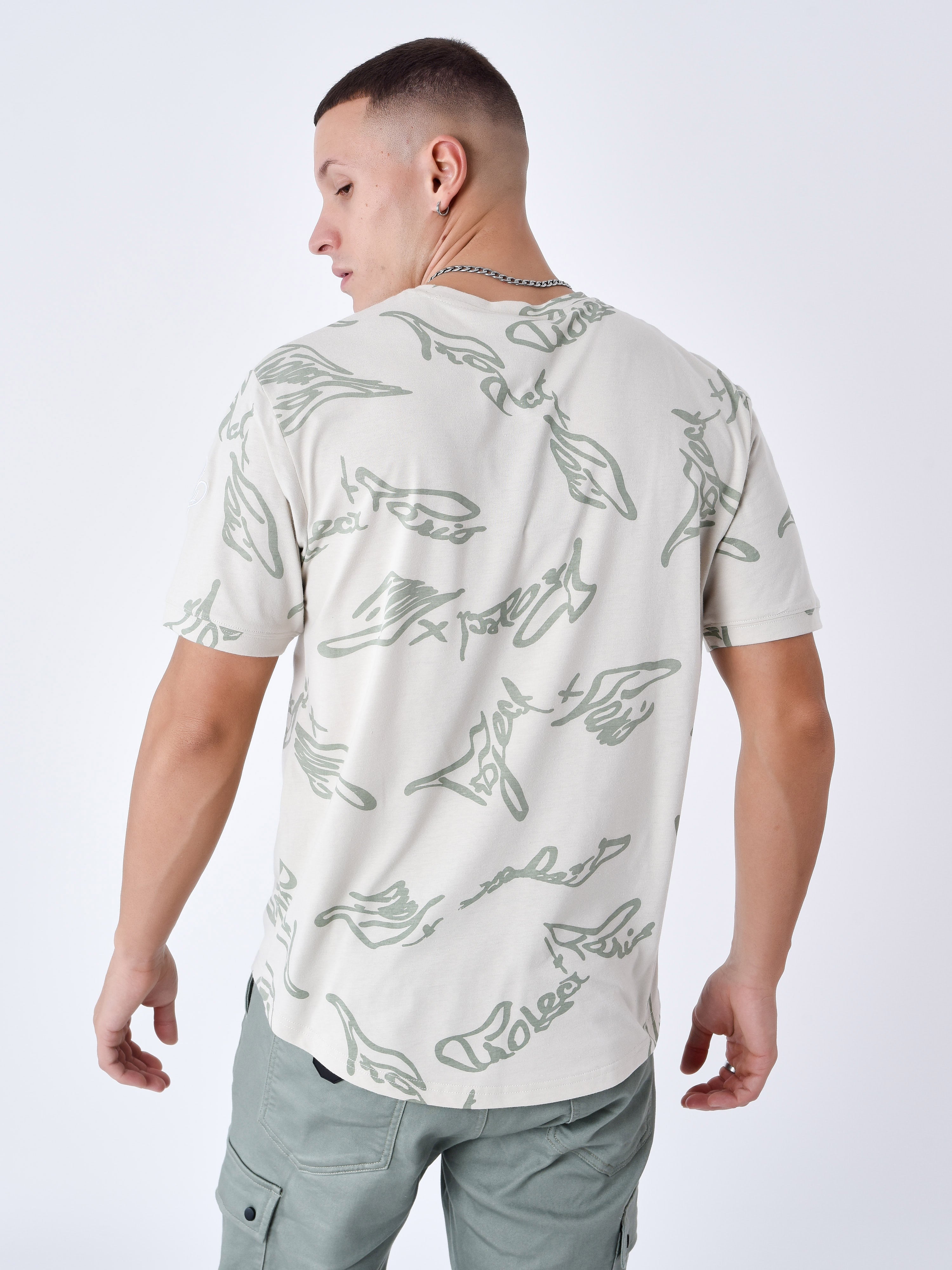 T-shirt met Signature print in vloeibare stijl-2