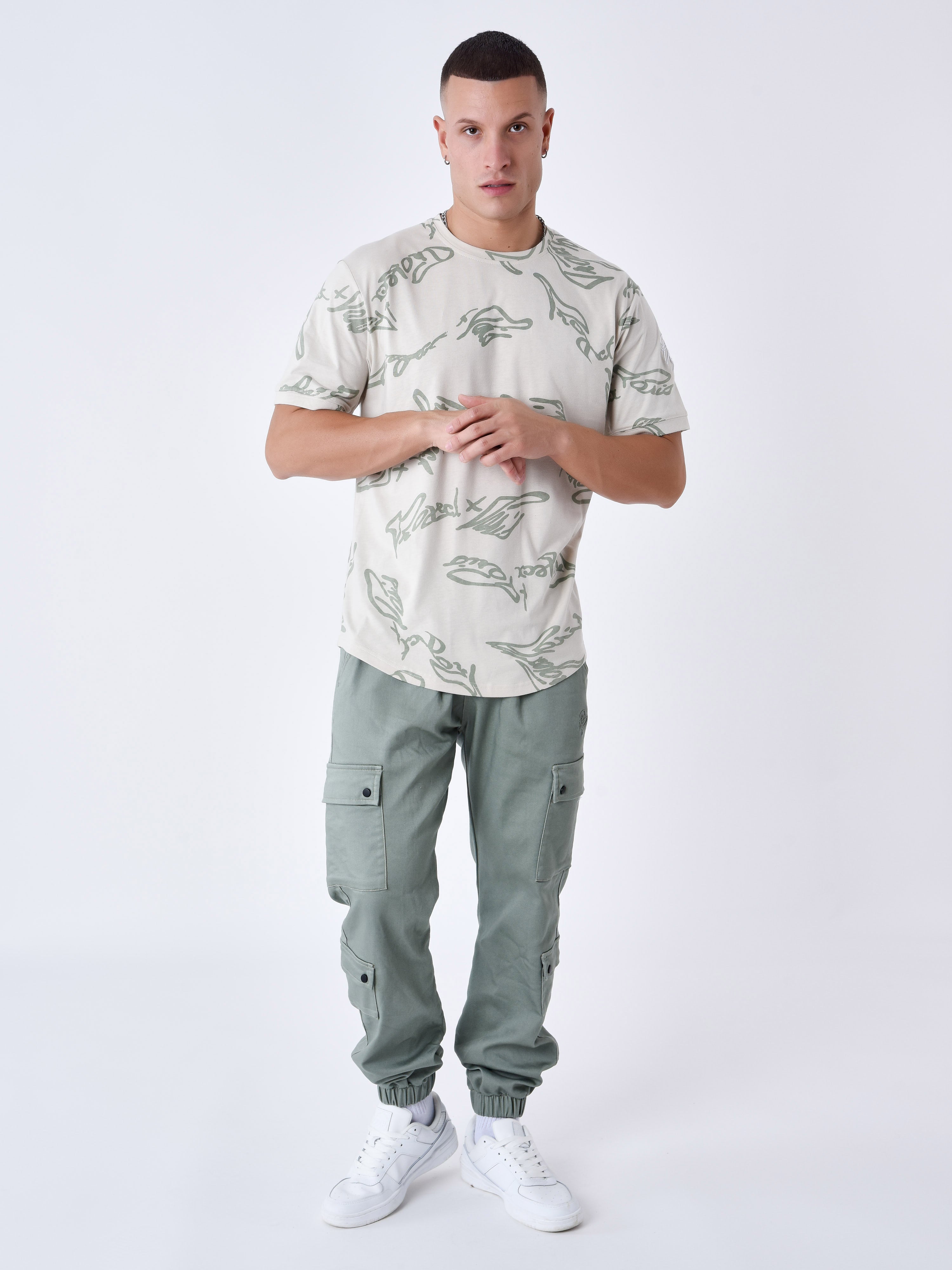 T-shirt met Signature print in vloeibare stijl-3