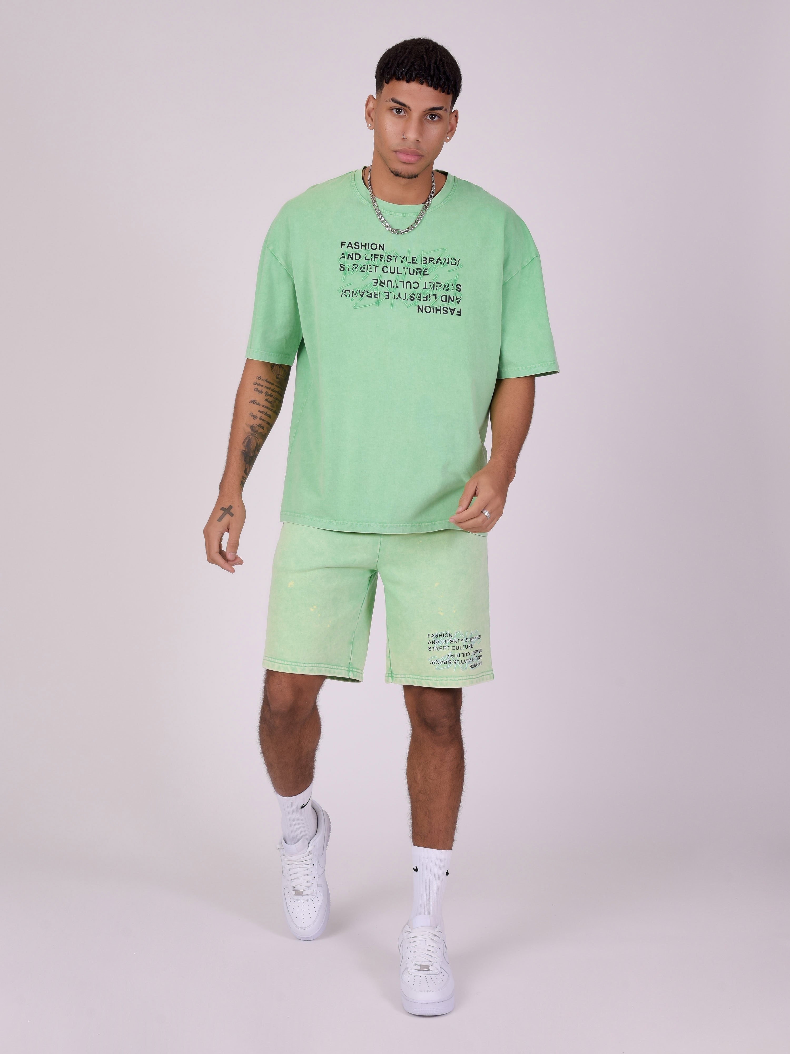 Oversized T-shirt van gewassen stof-3