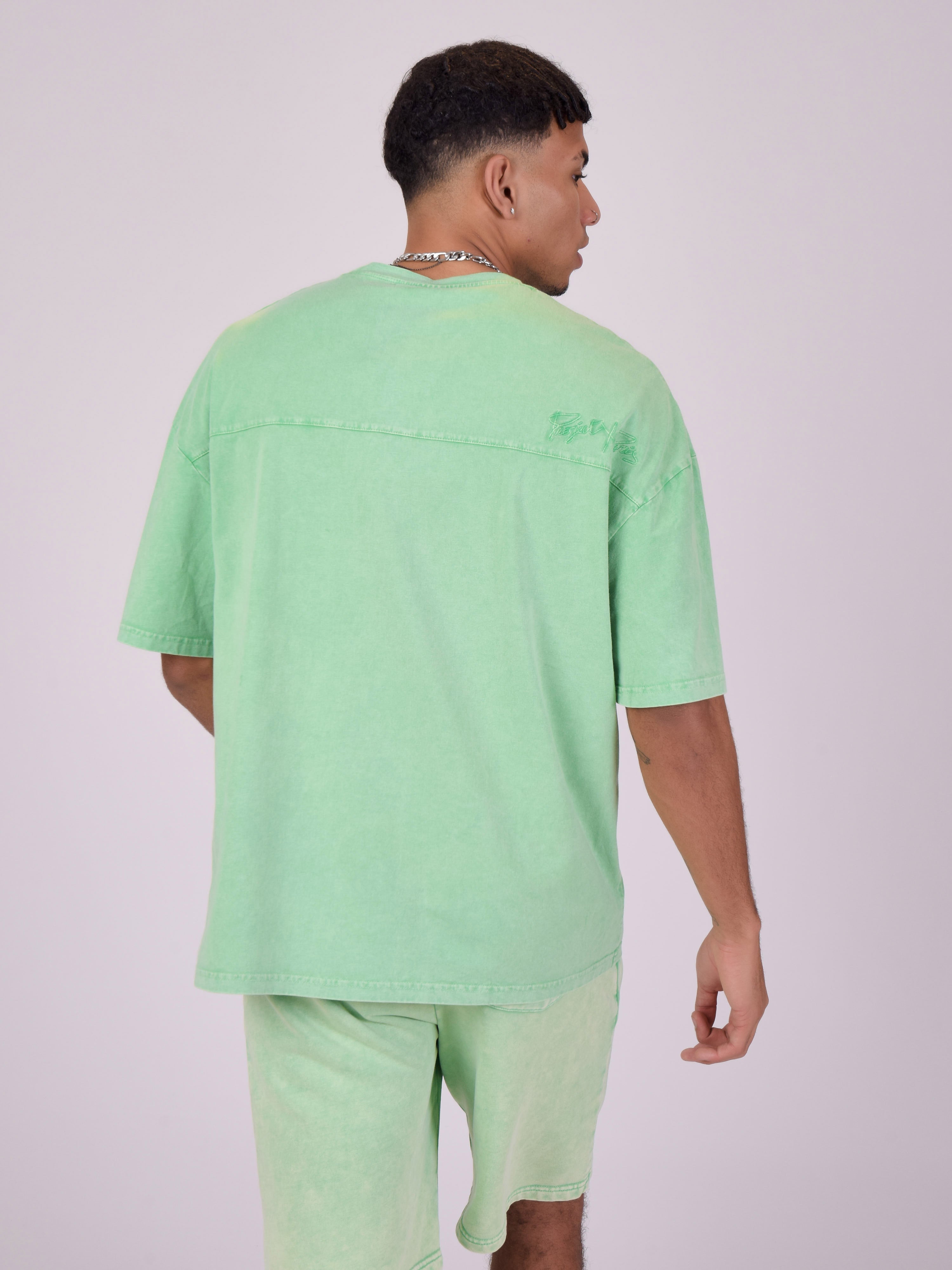 Oversized T-shirt van gewassen stof-5