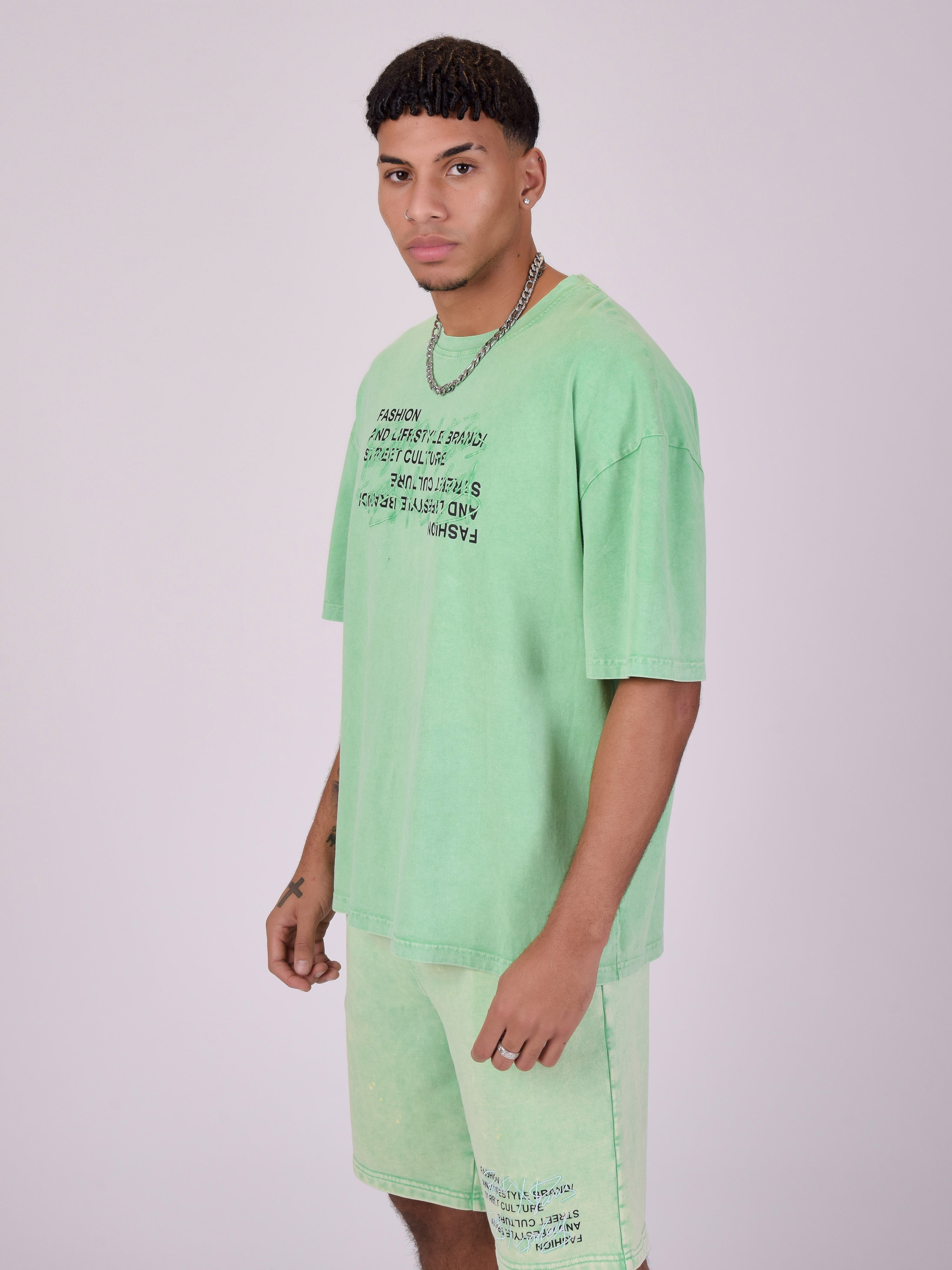 Oversized T-shirt van gewassen stof-4