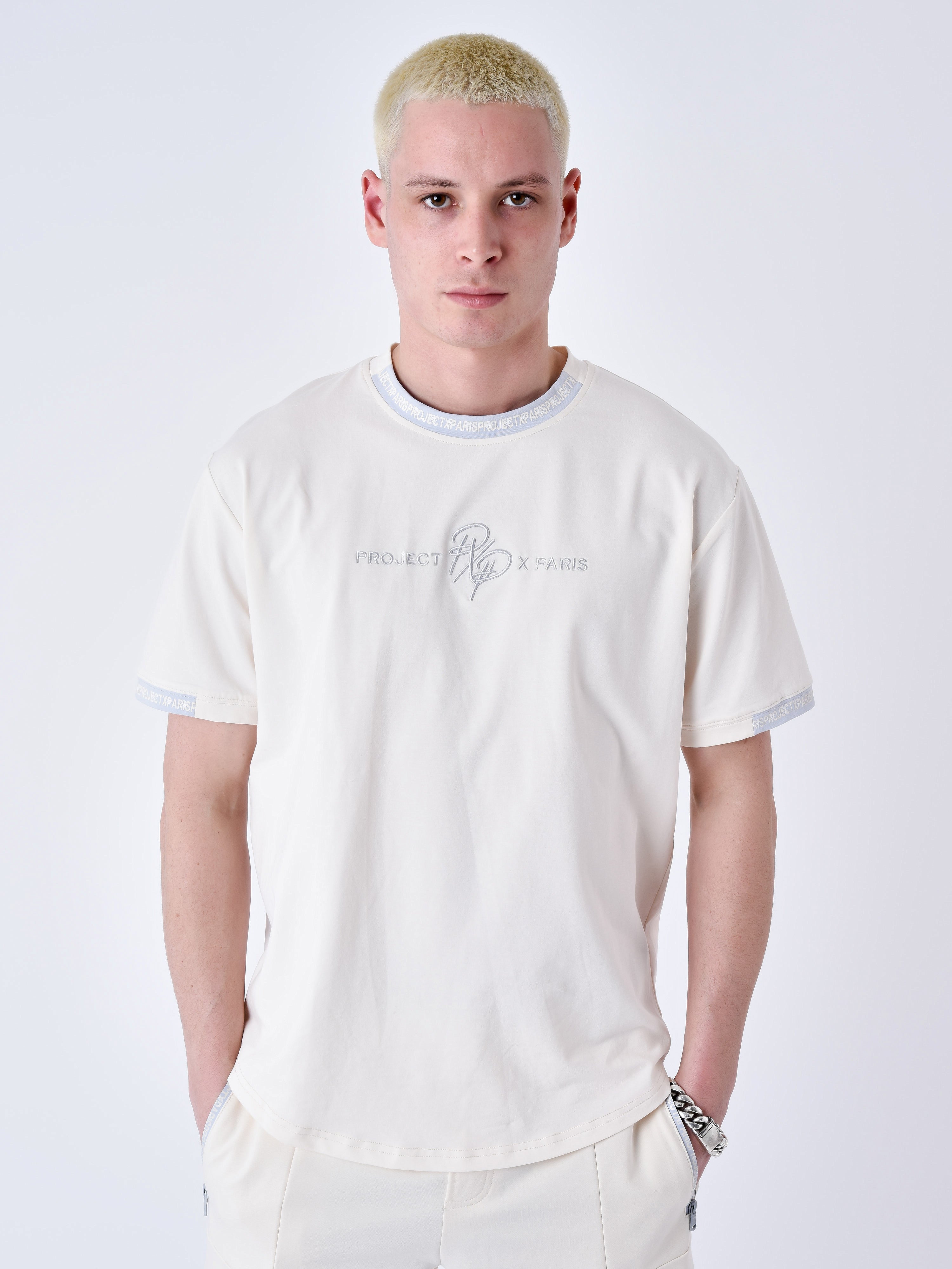 Effen T-shirt met logoband-1