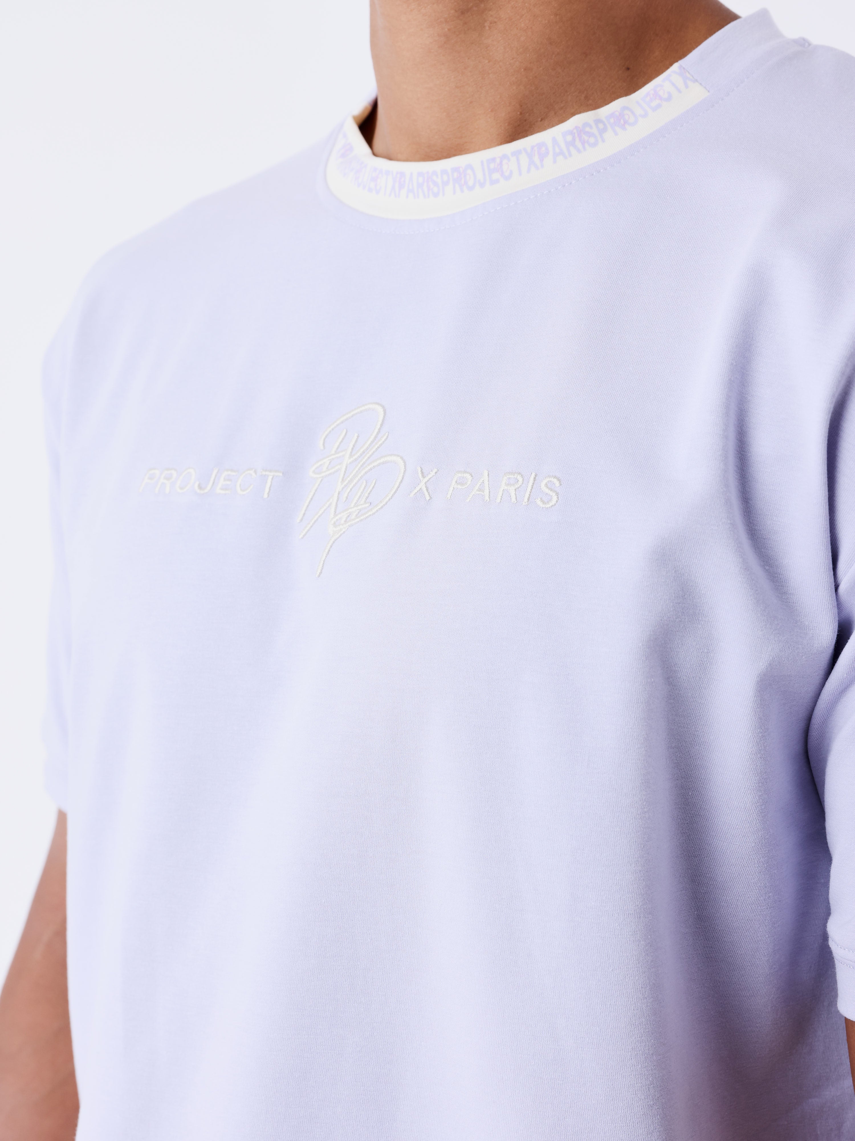 Effen T-shirt met logoband-4