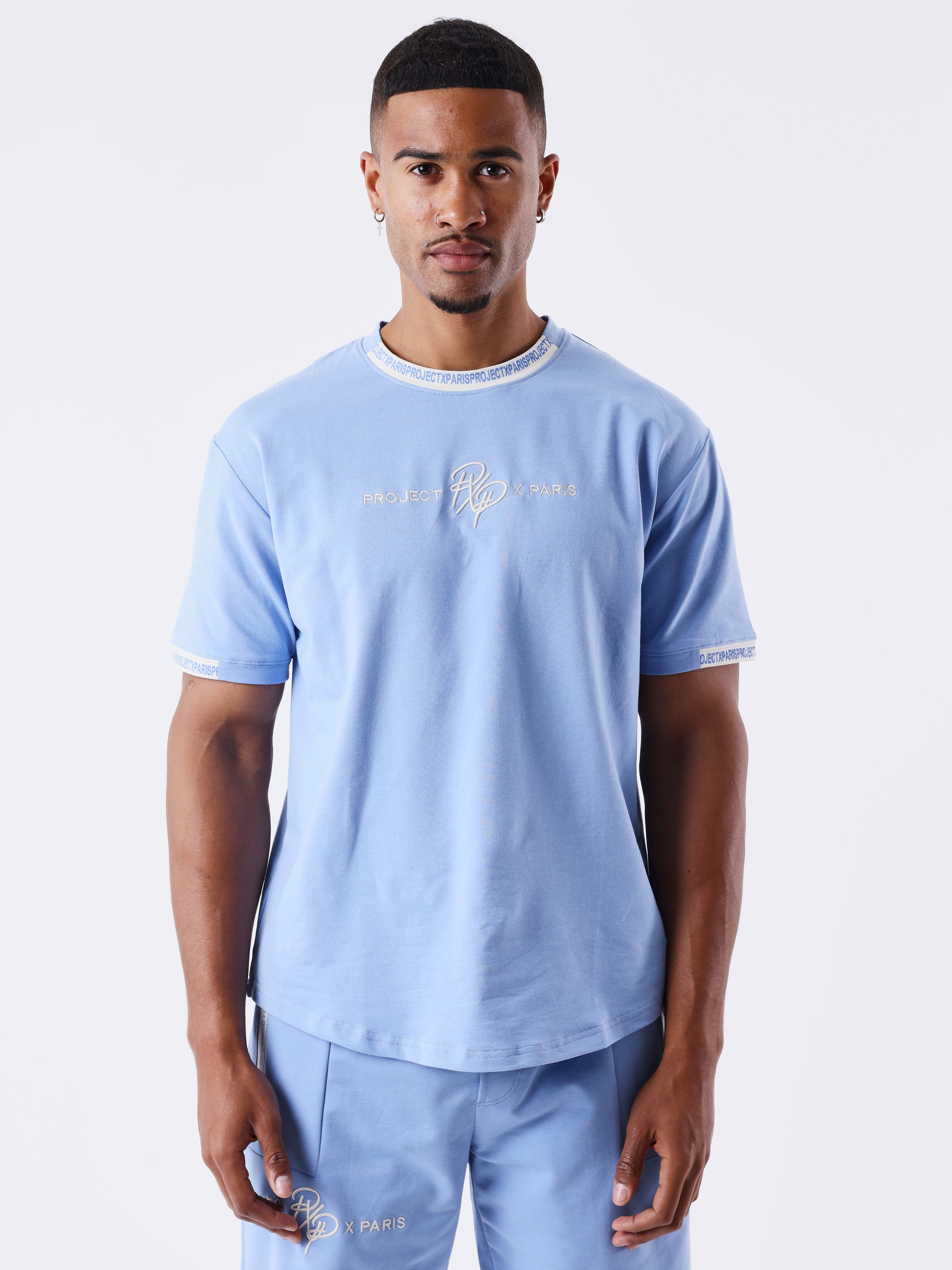 tee-shirt-uni-avec-bande-logo-cashmere-blue