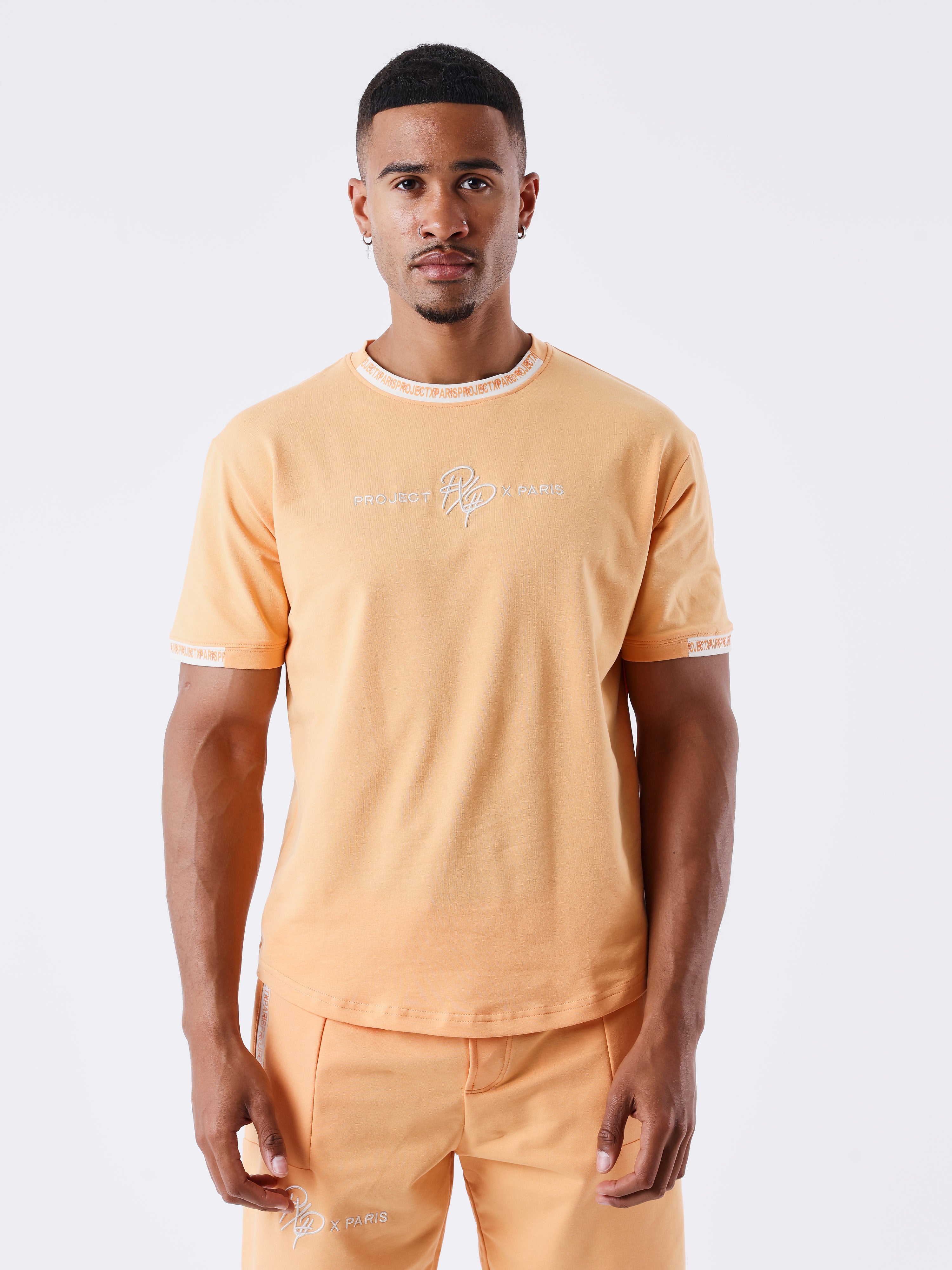 Effen T-shirt met logoband-1