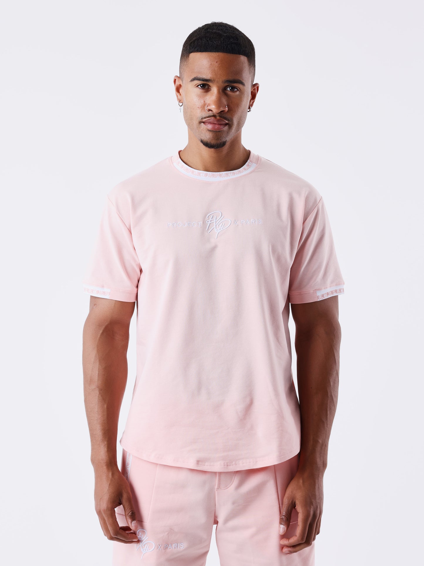 tee-shirt-uni-avec-bande-logo-rose
