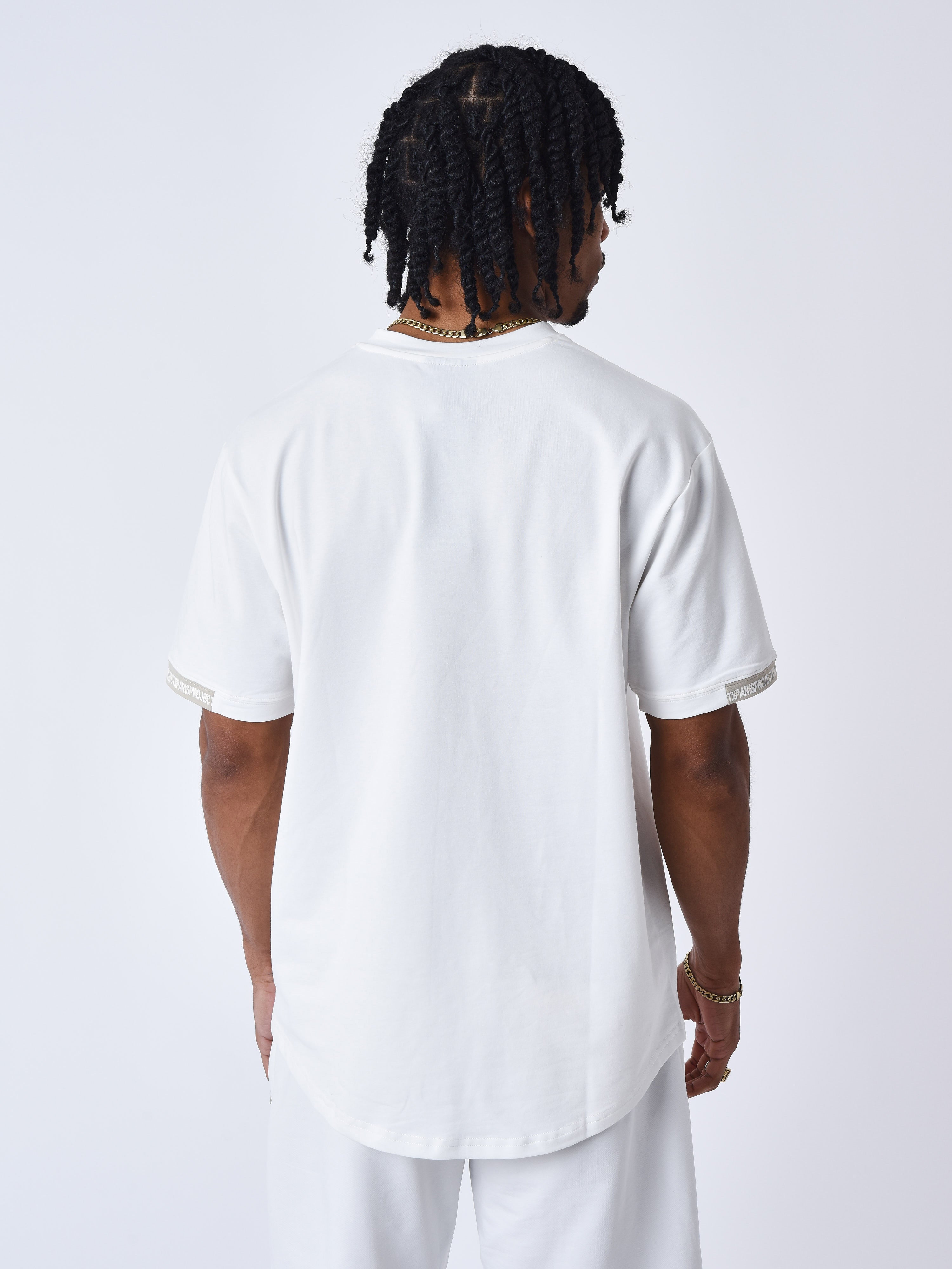 Effen T-shirt met logoband-2