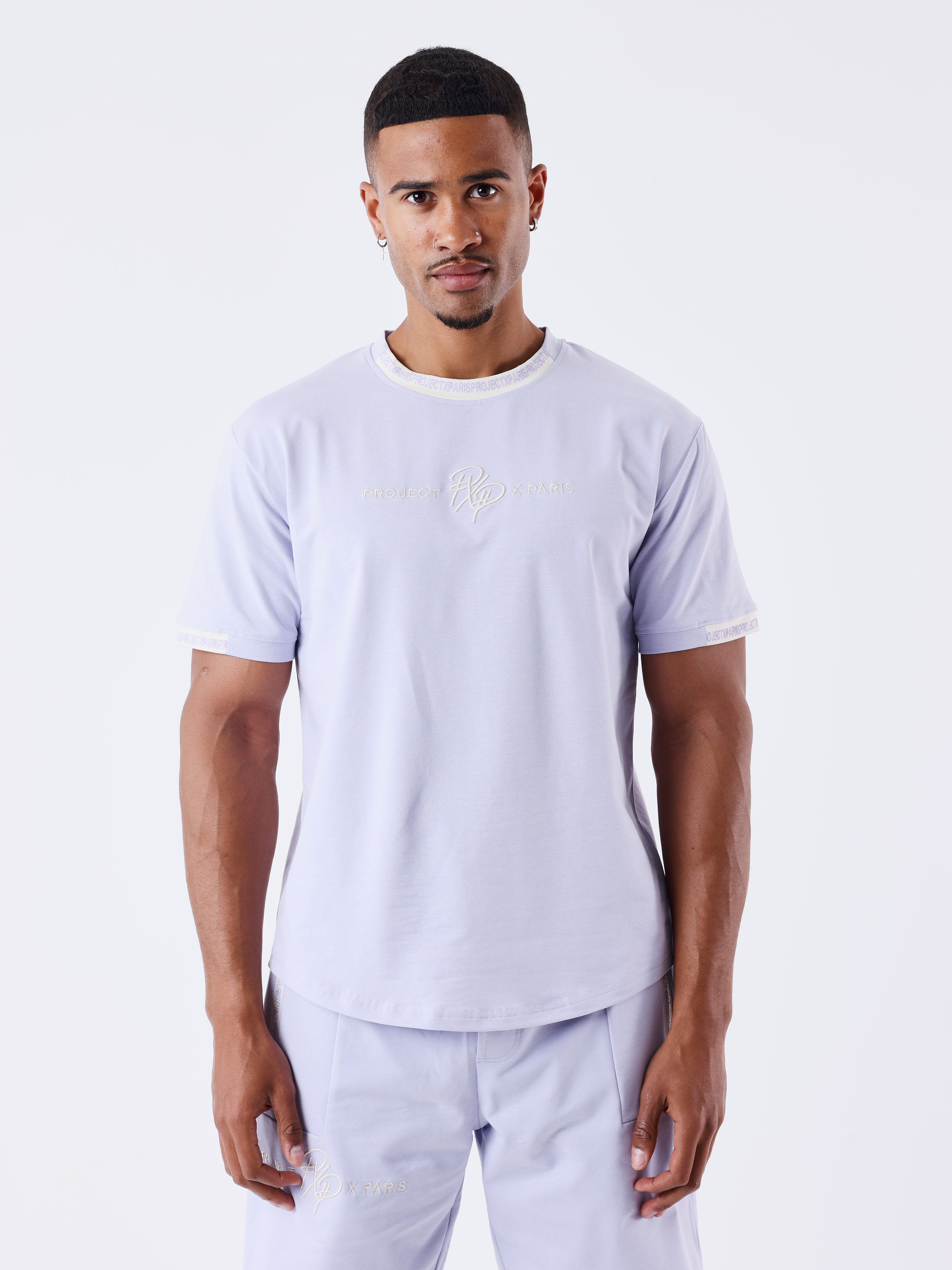 Effen T-shirt met logoband-1