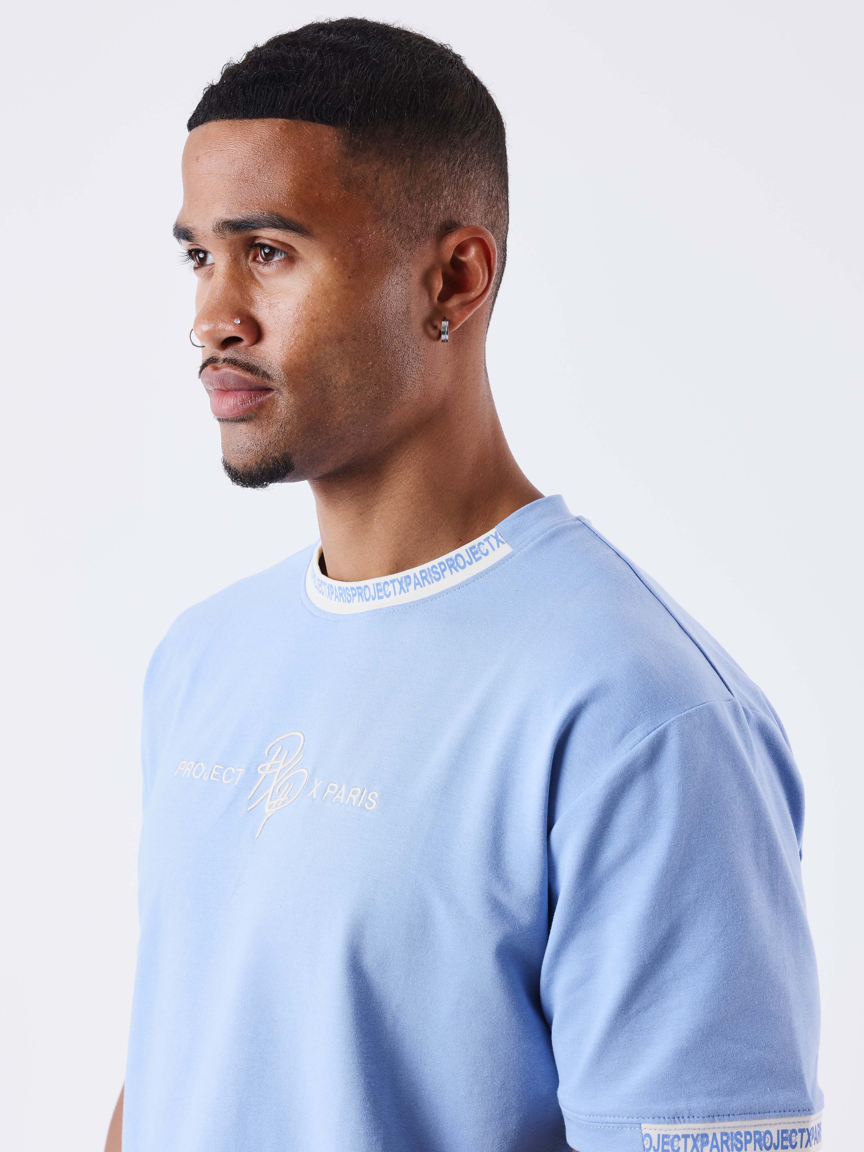 tee-shirt-uni-avec-bande-logo-cashmere-blue