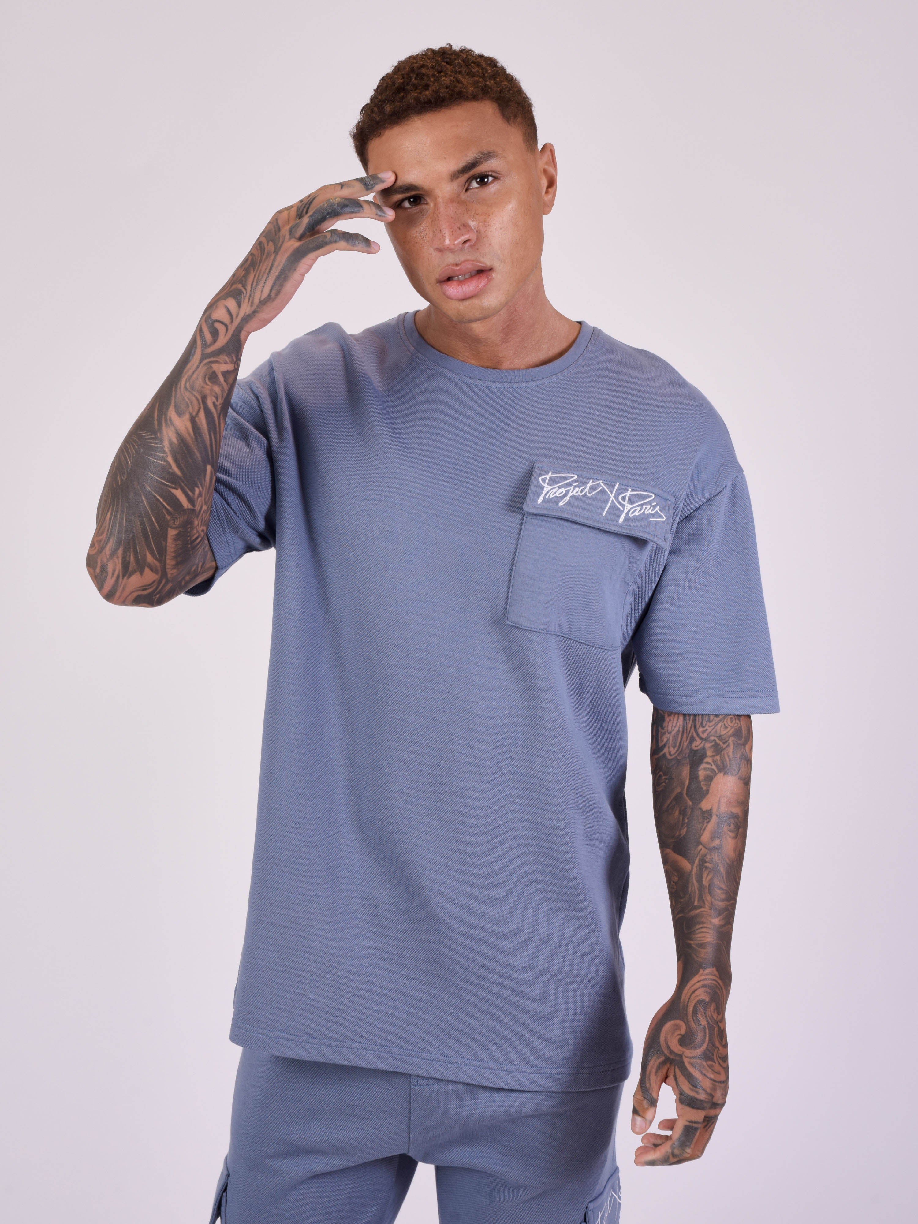 Losvallend T-shirt met zak-1