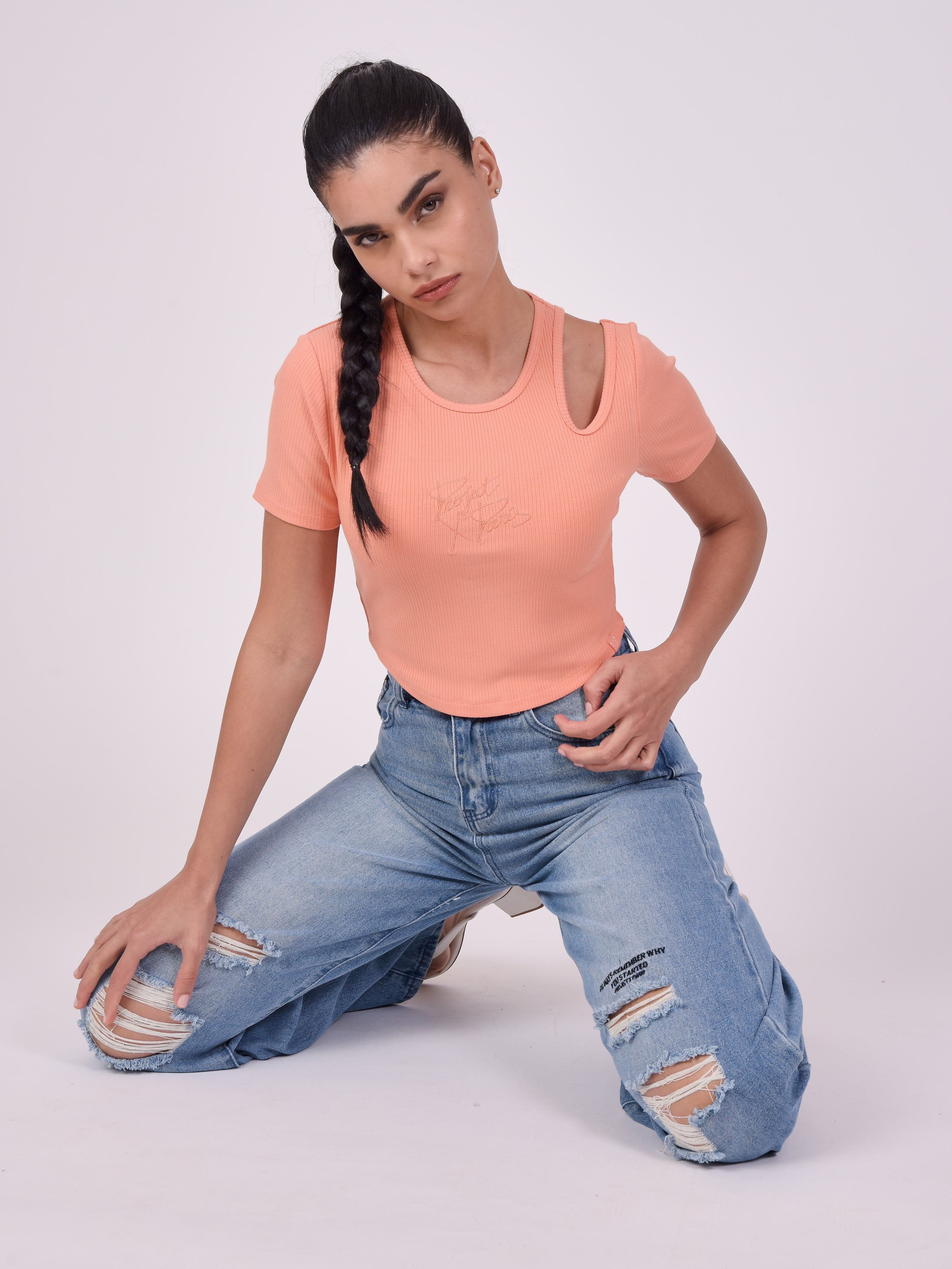 Top asymmetrische korte mouwen-1