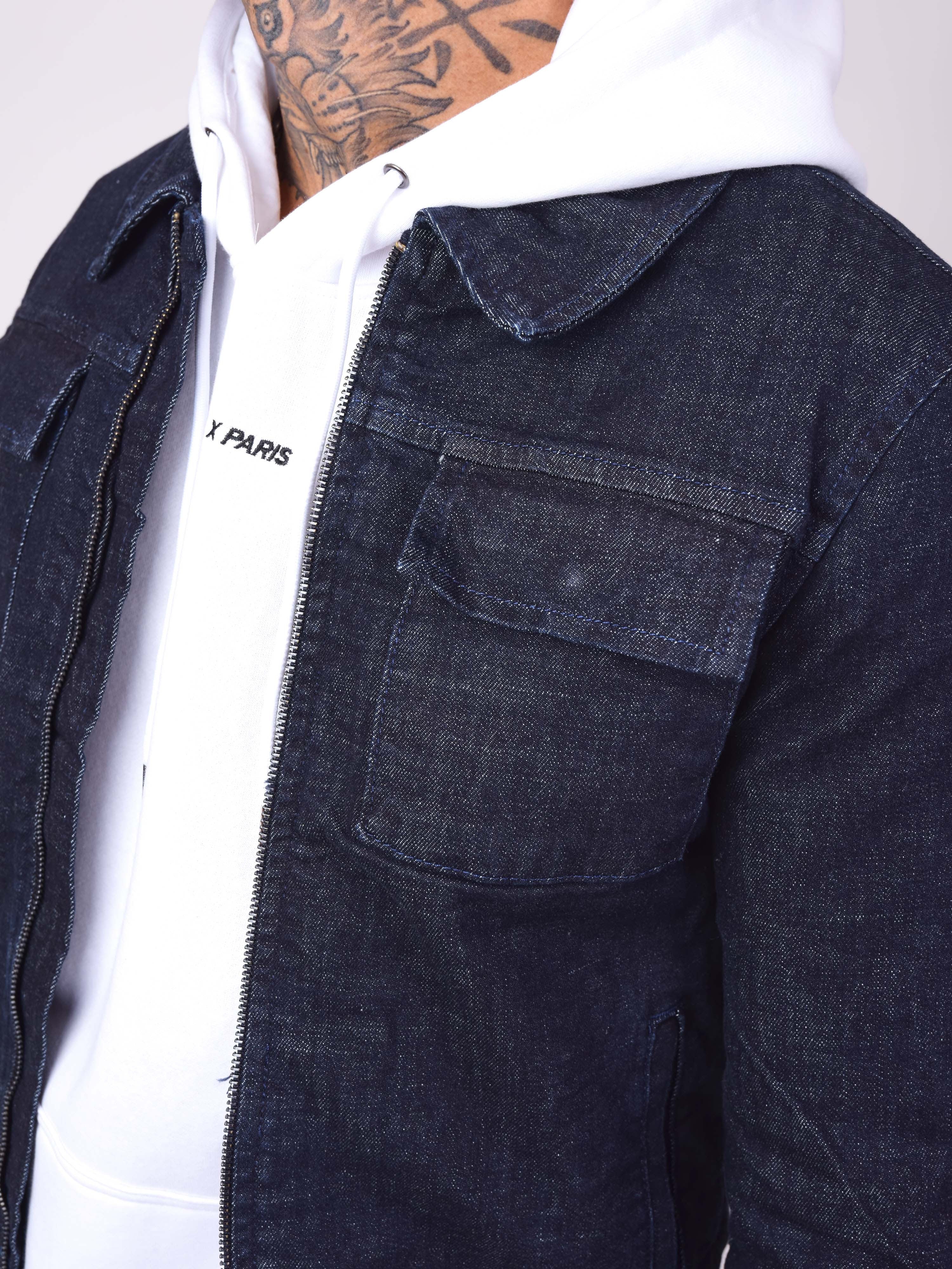 Veste en denim brut à zip-5