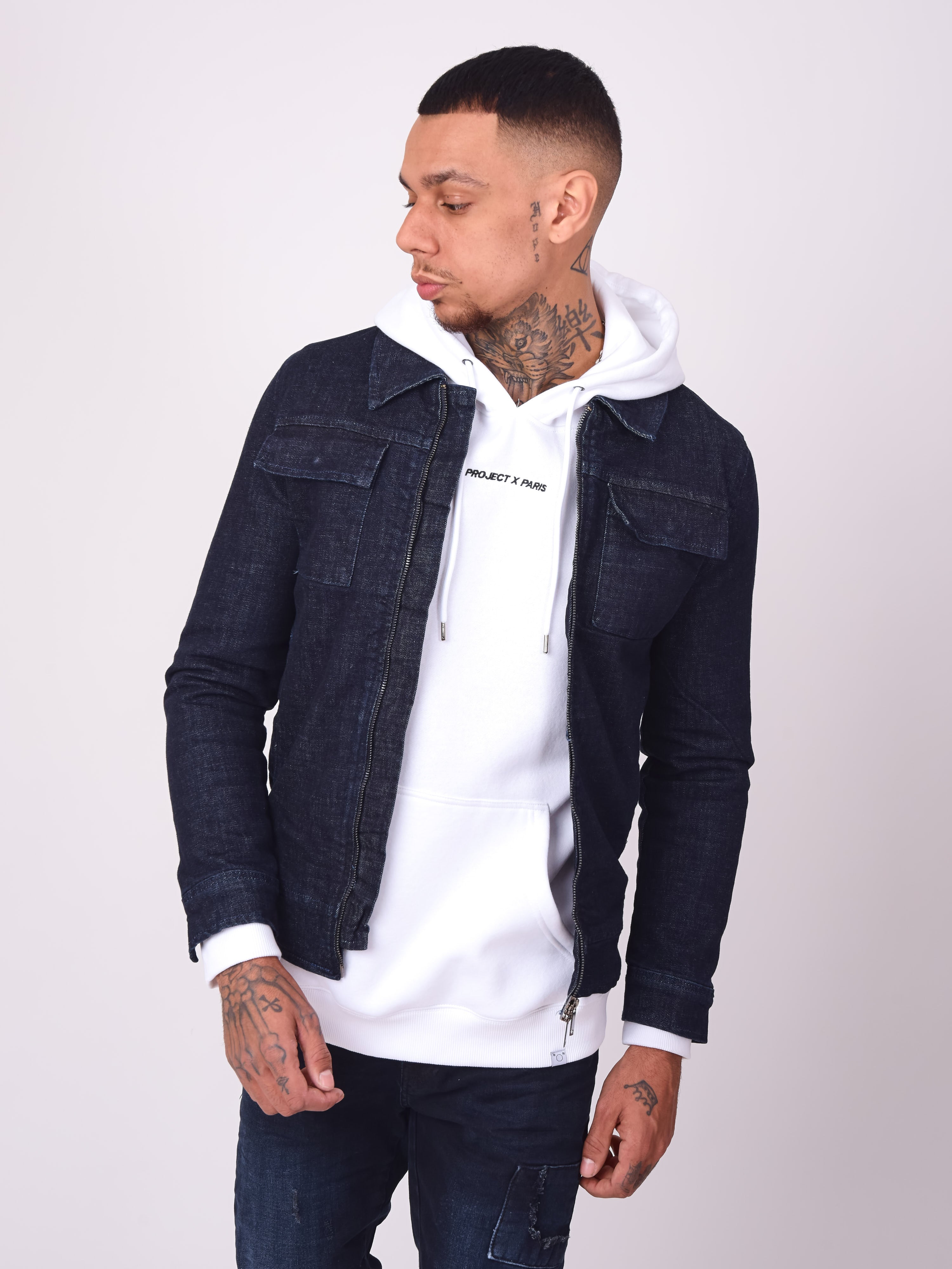 Veste en denim brut à zip-2