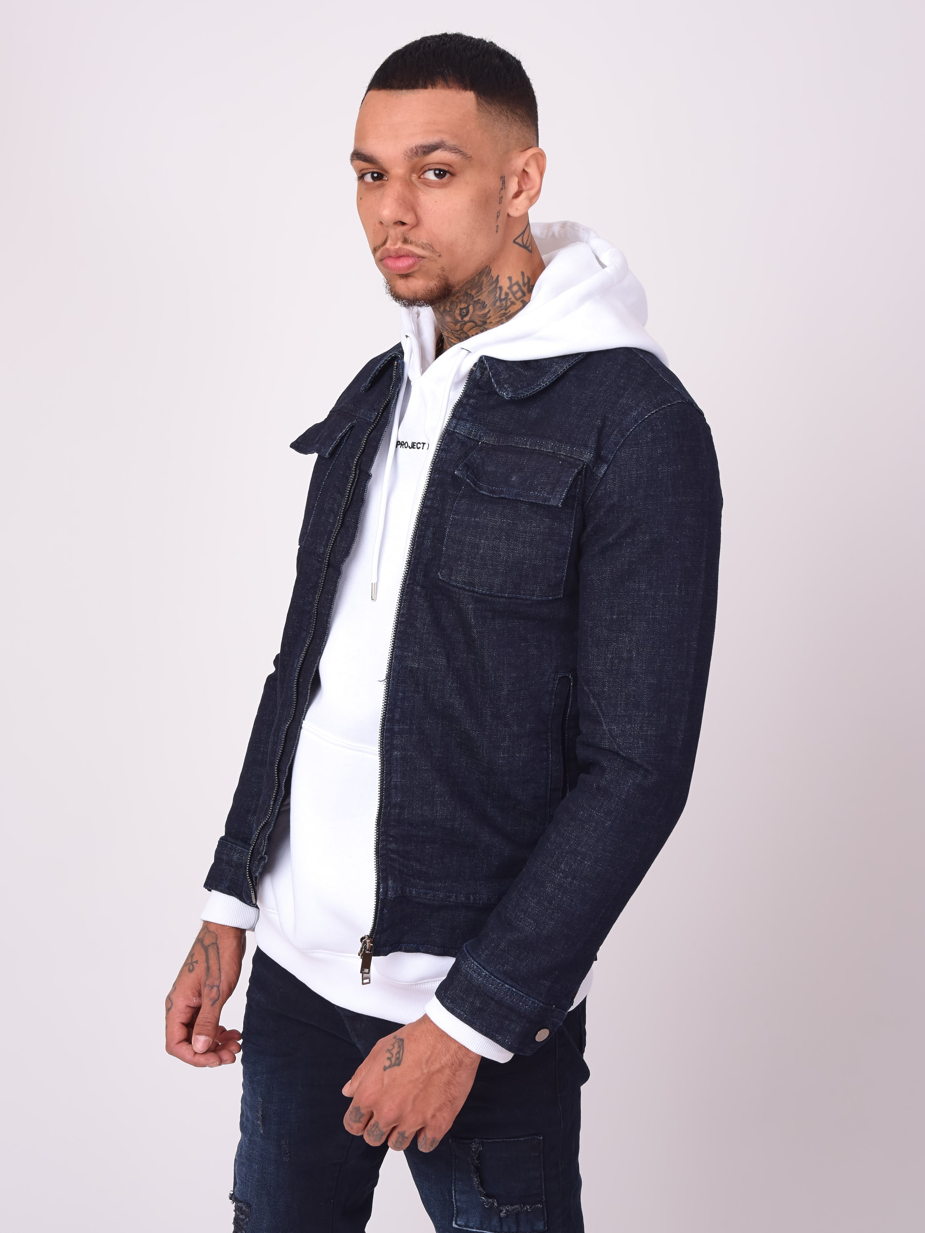 Veste en denim brut à zip-3
