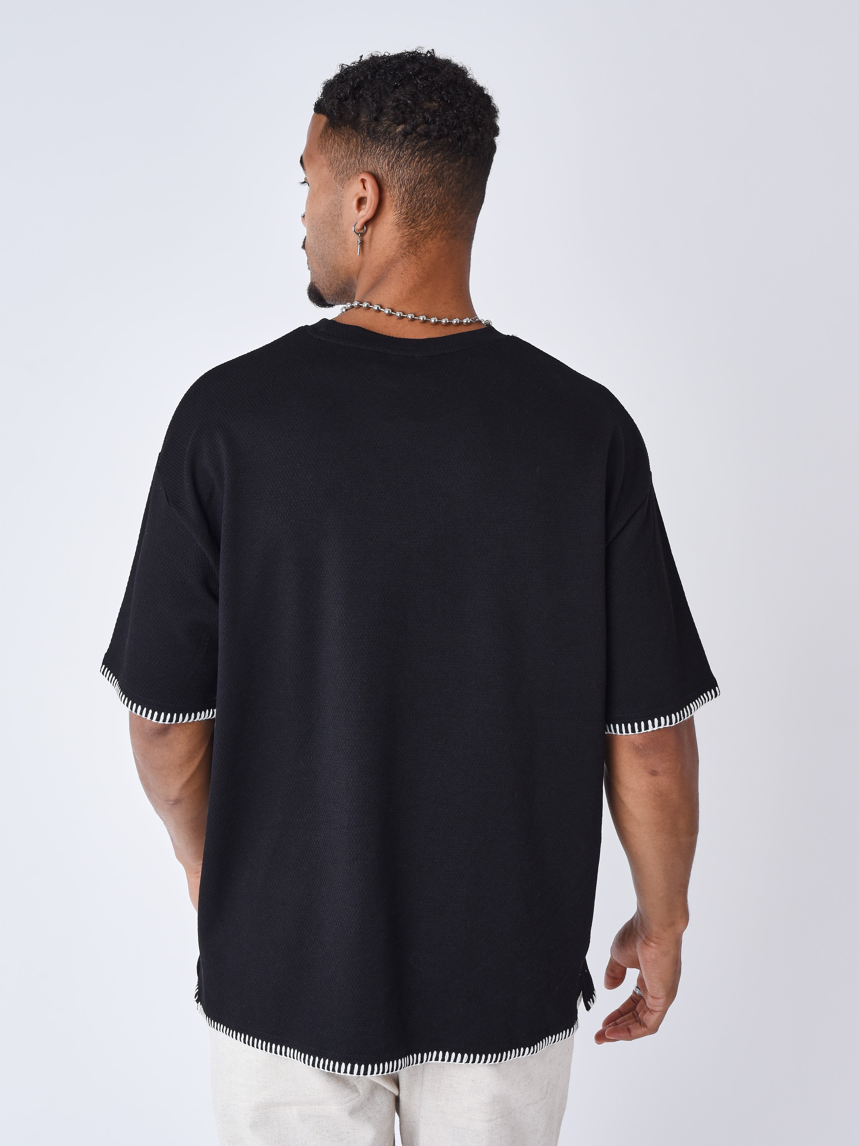 Textured Stitching T-shirt-2