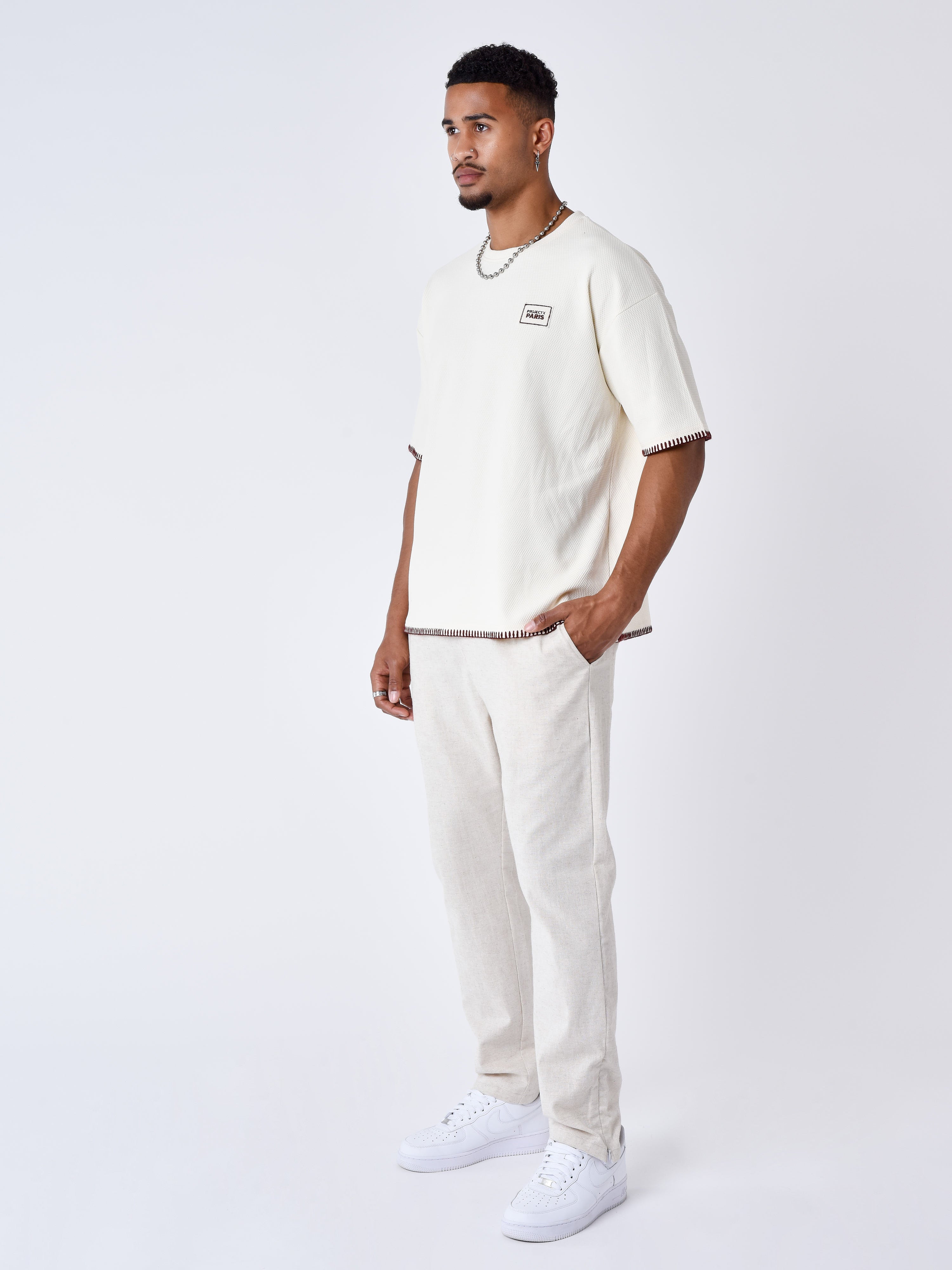 Struktureret Stitching T-shirt-4