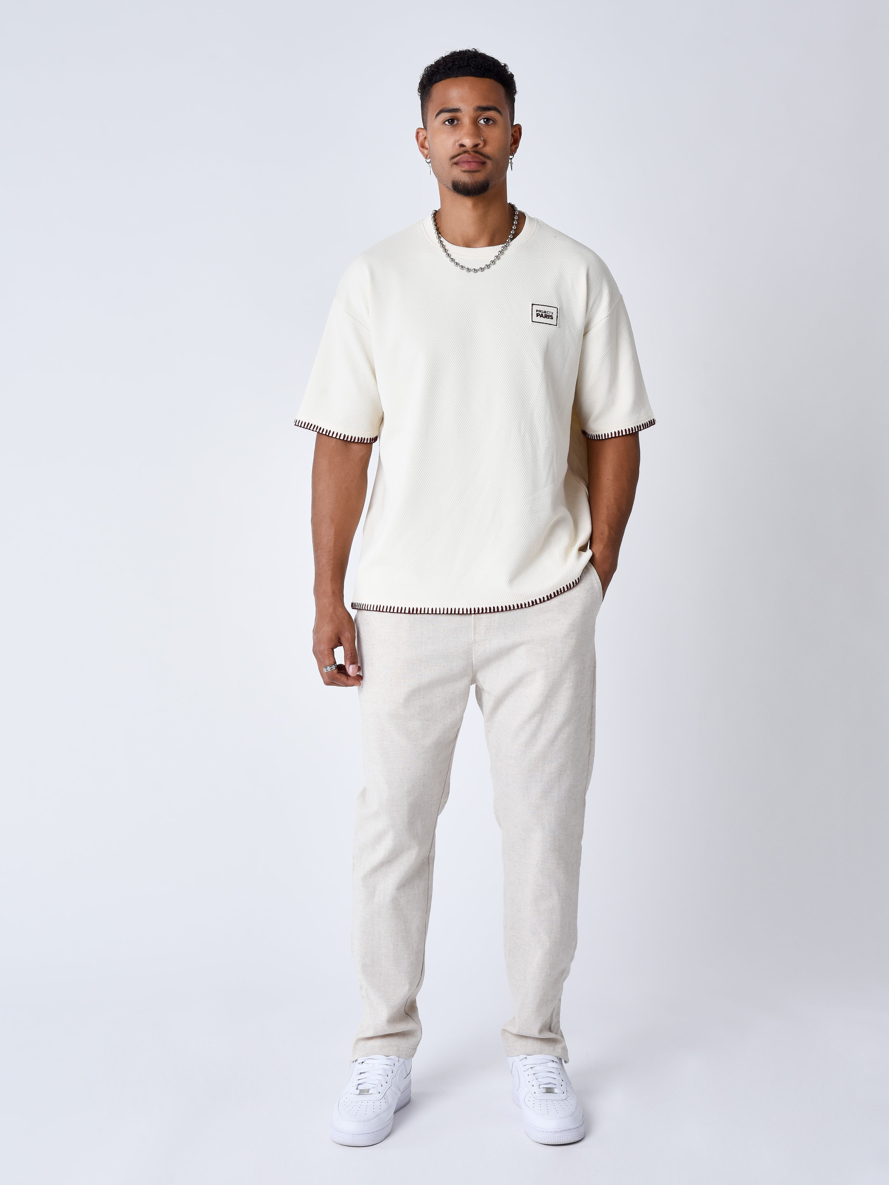 Struktureret Stitching T-shirt-3