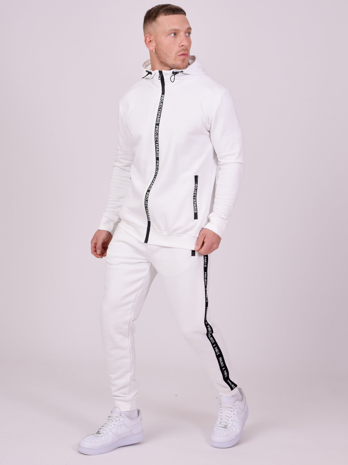 veste-a-capuche-basic-zip-logo-blanc