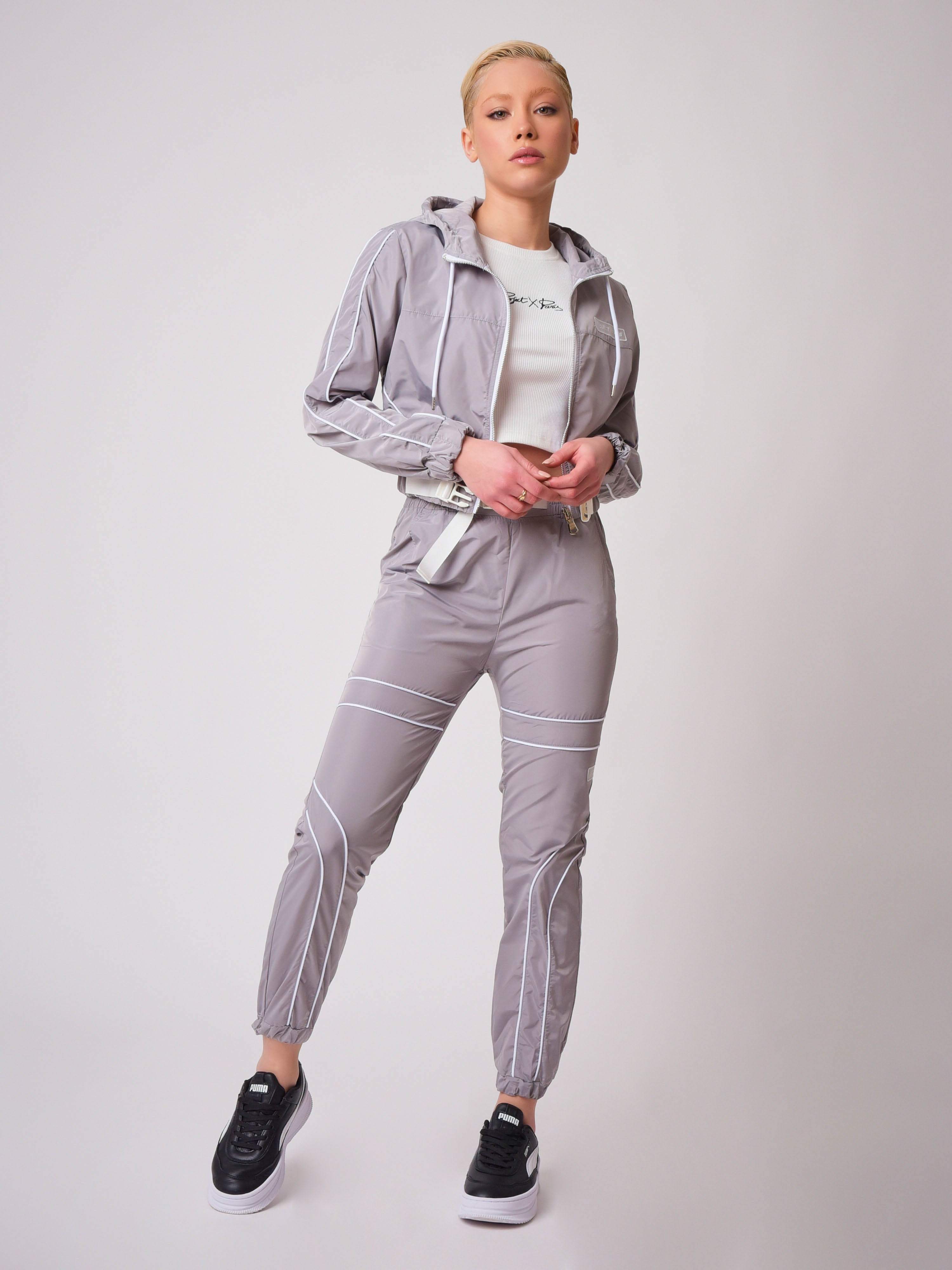 Hooded jacket with contrast piping-5