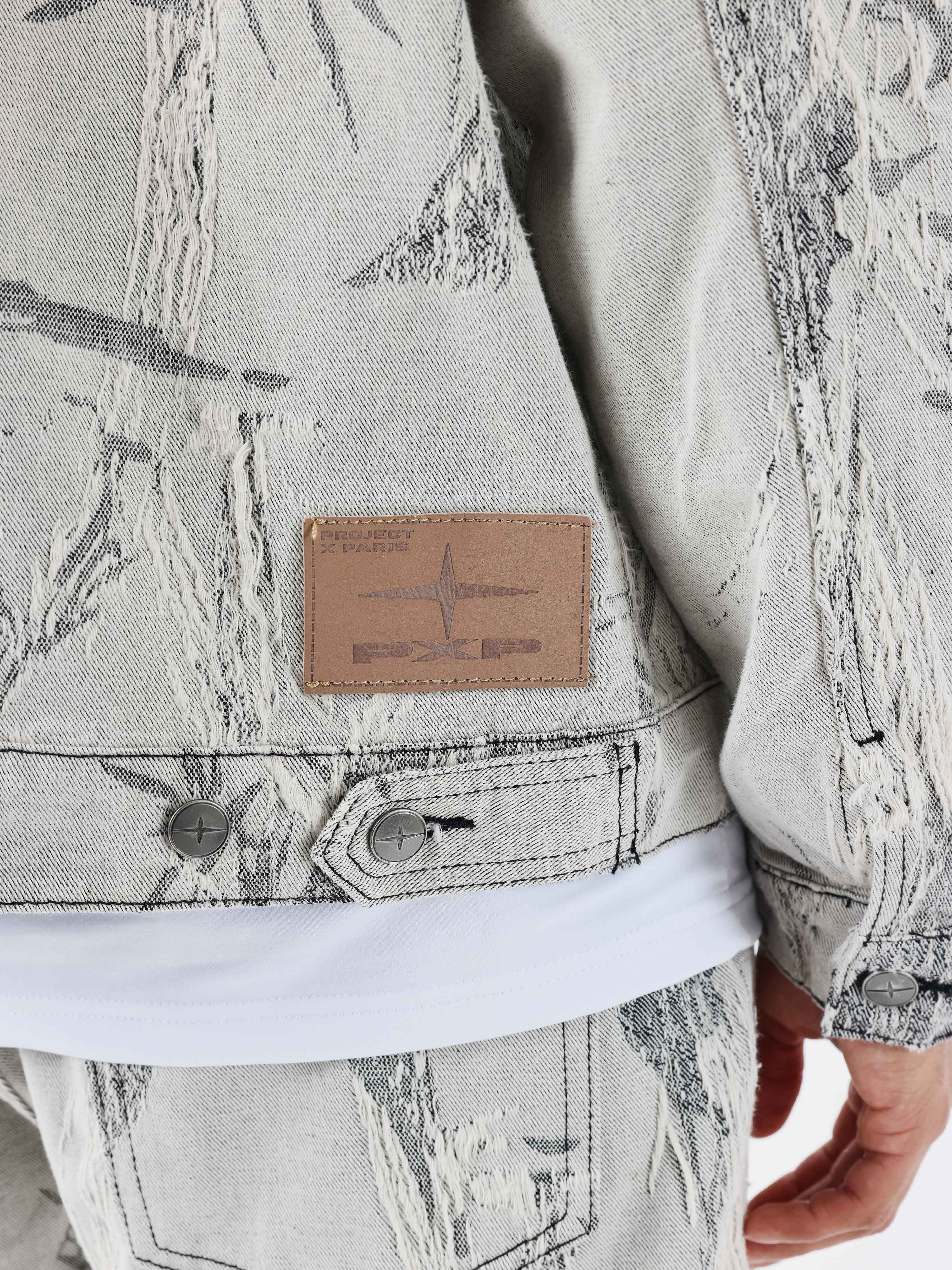 Denim jacket with plant pattern-4