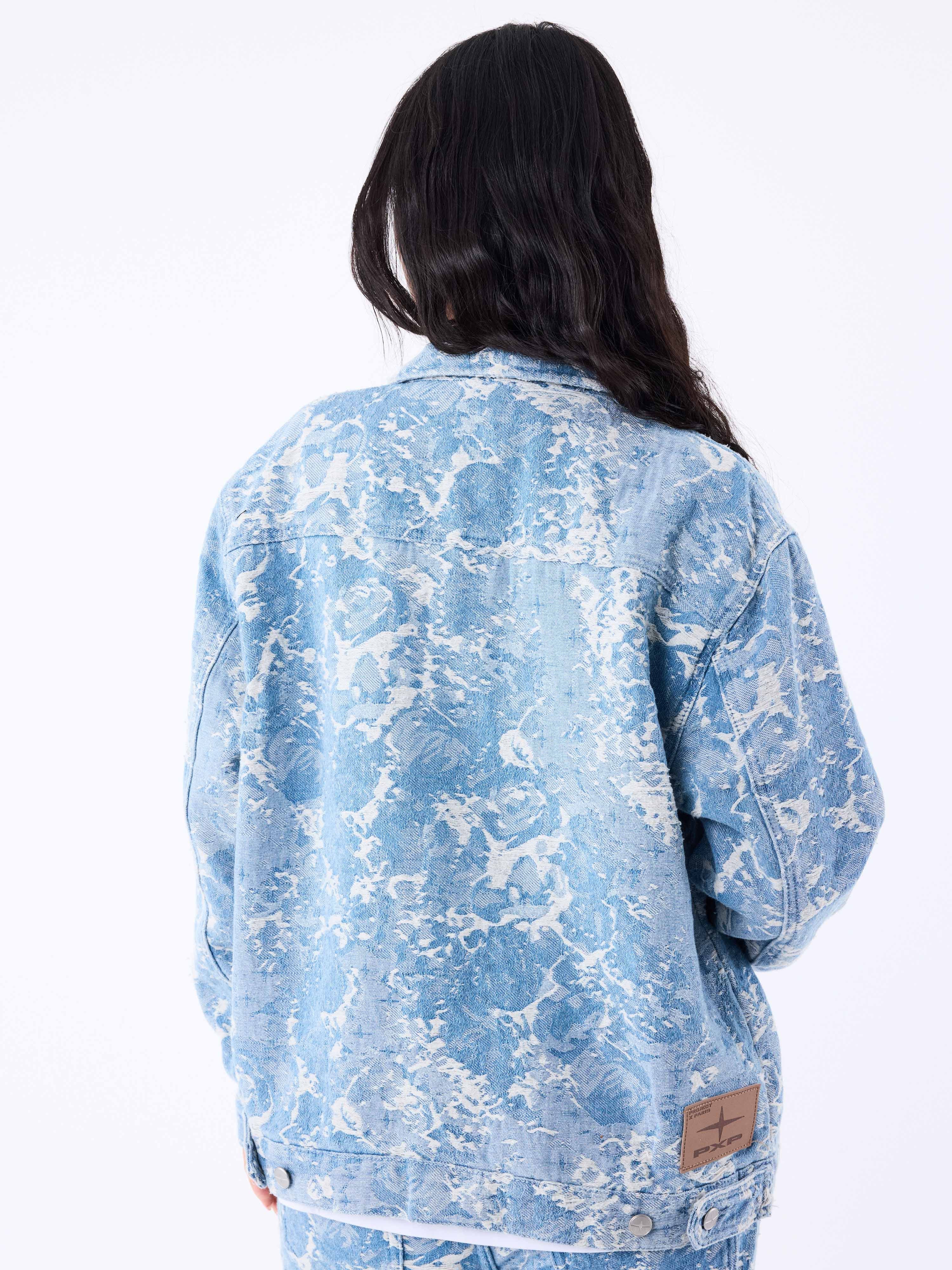 Denim jas met abstract patroon-3