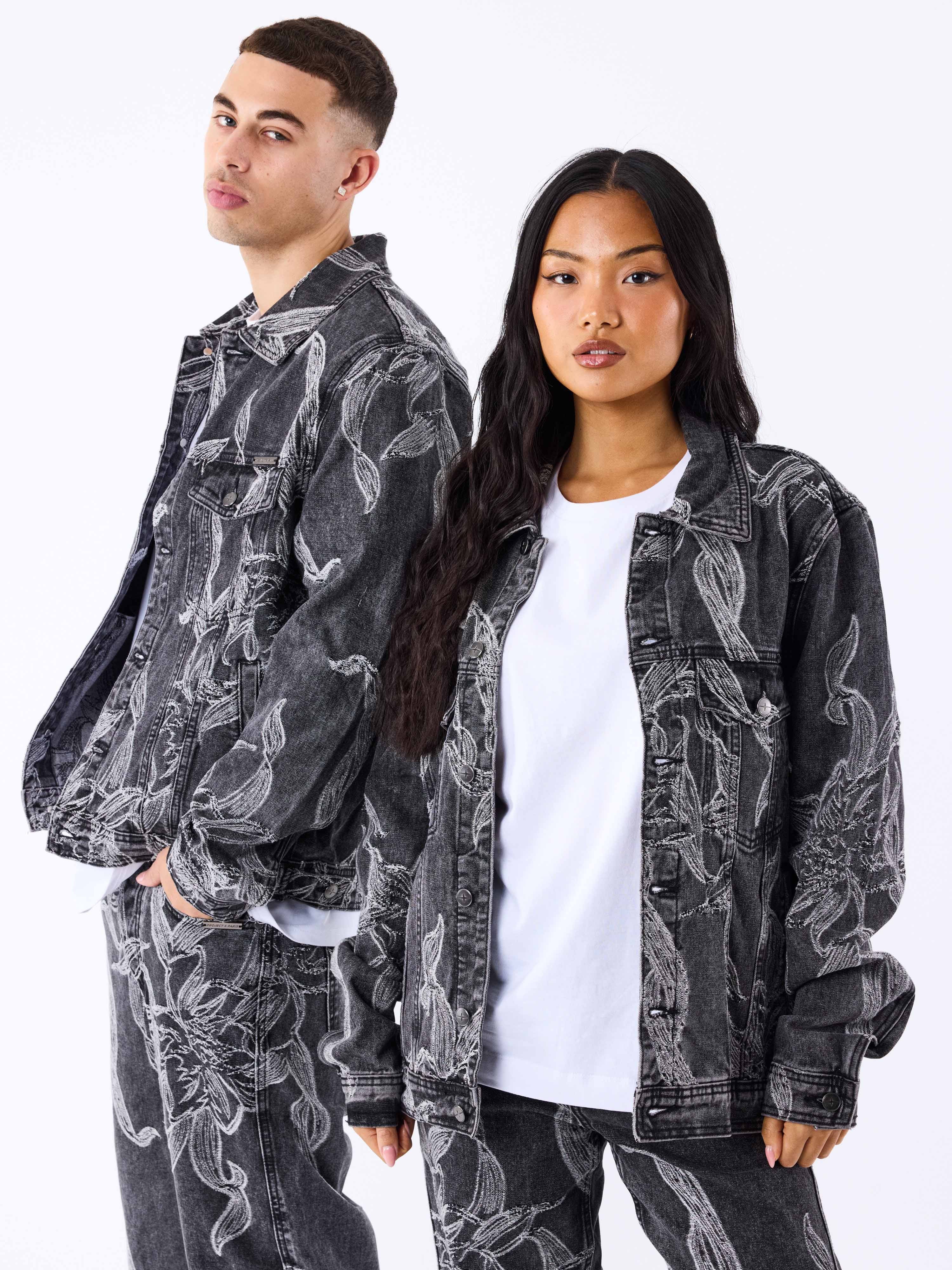 veste-en-denim-a-motif-floral-gris