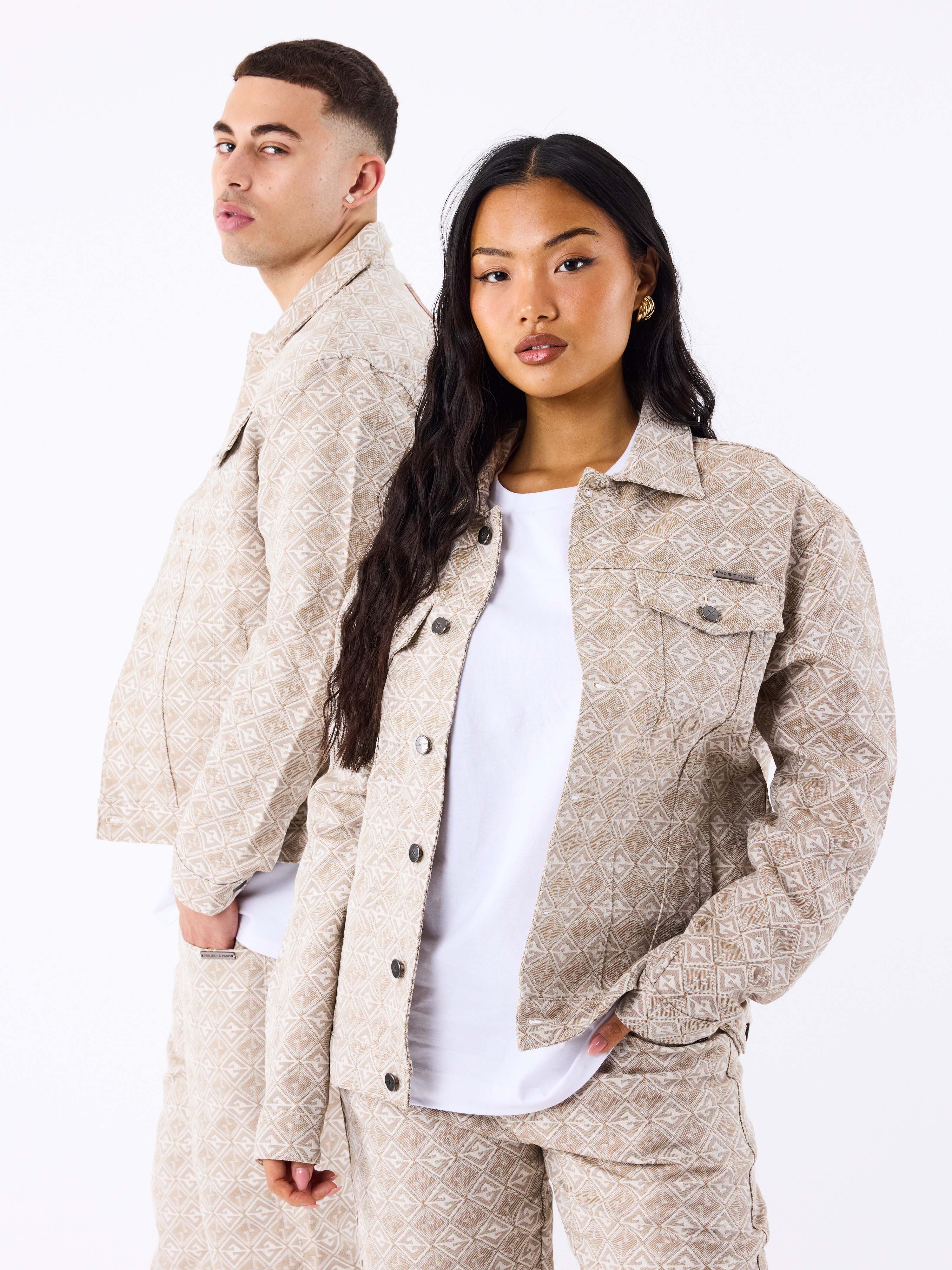 Jaqueta de tecido com padrão geométrico-1