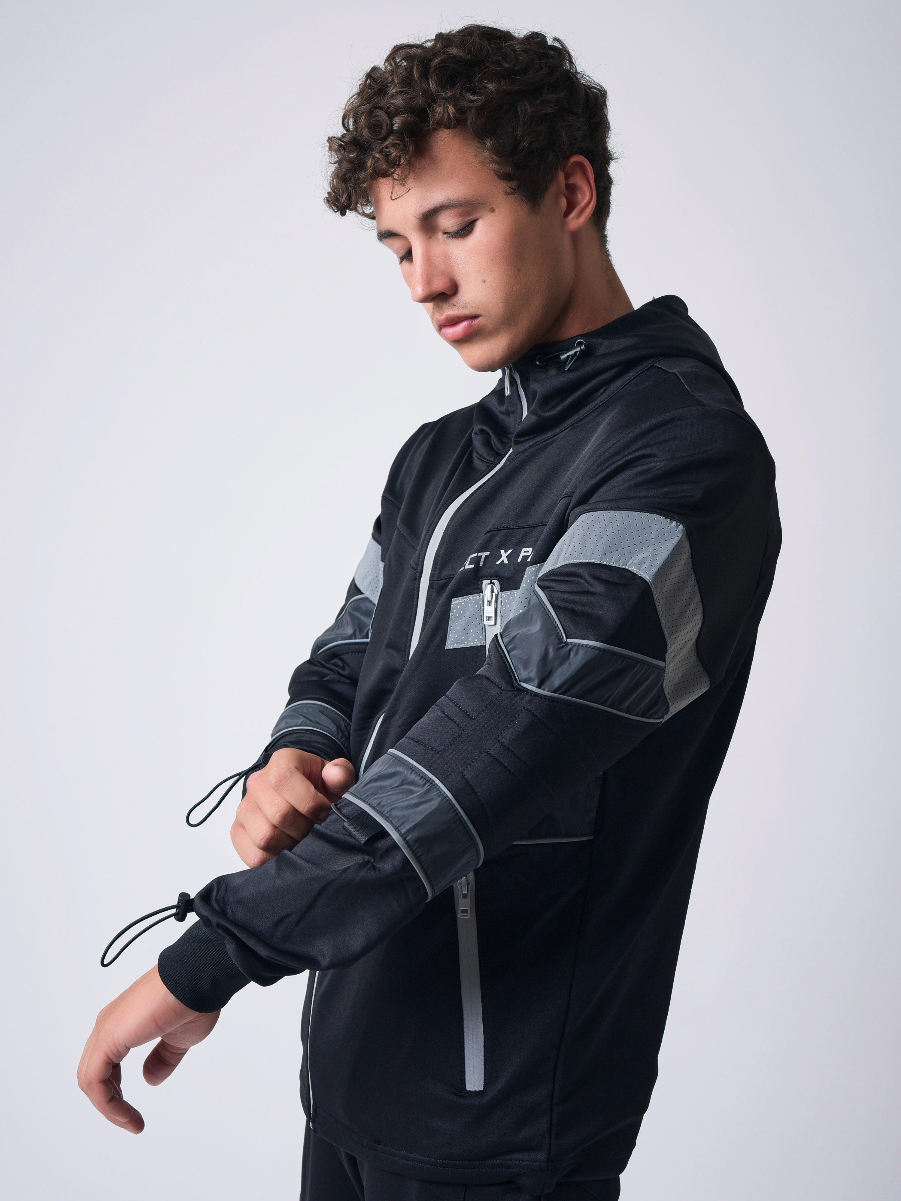 Mid-length reflective biker style jacket-4