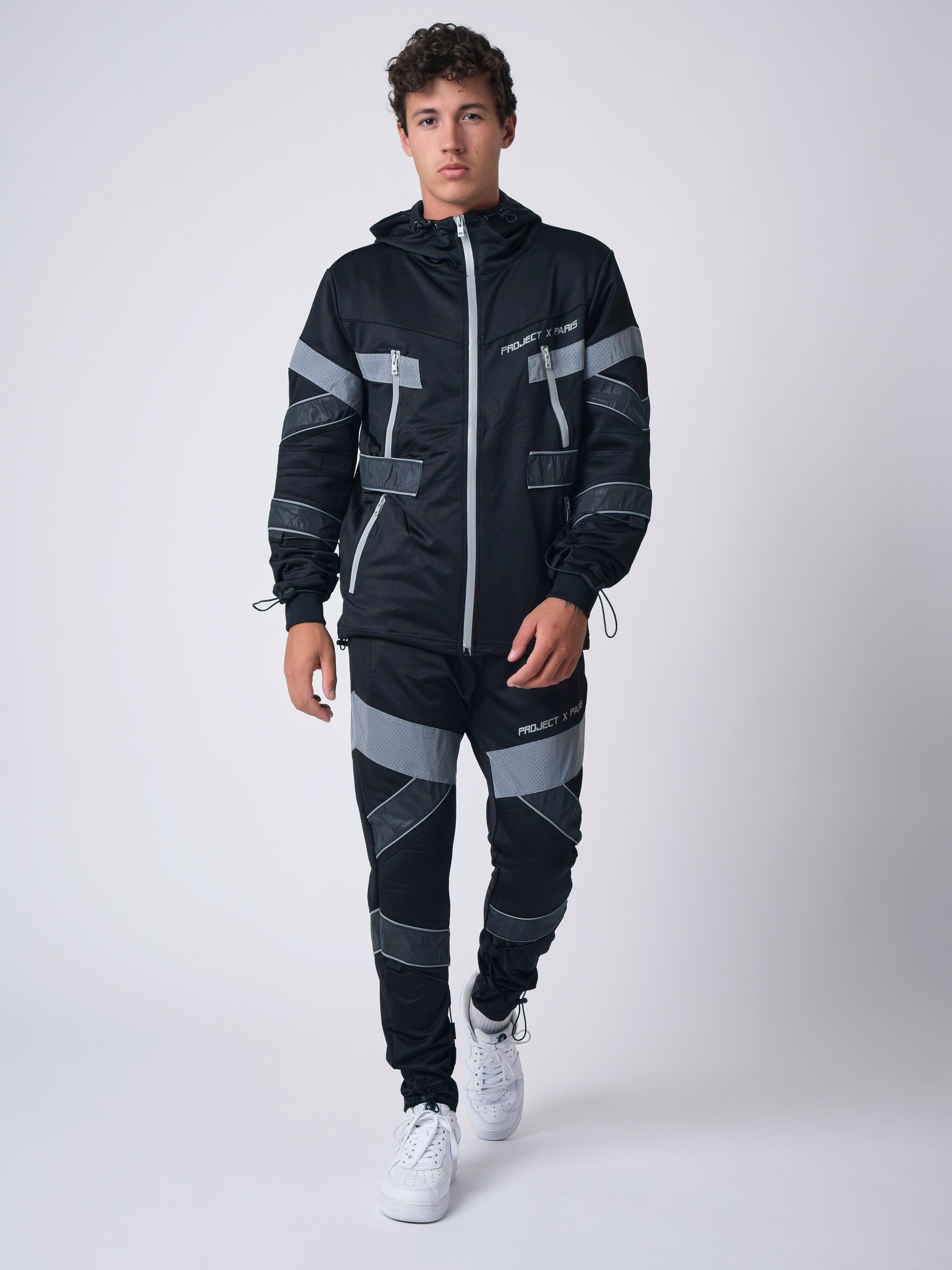 Mid-length reflective biker style jacket-3