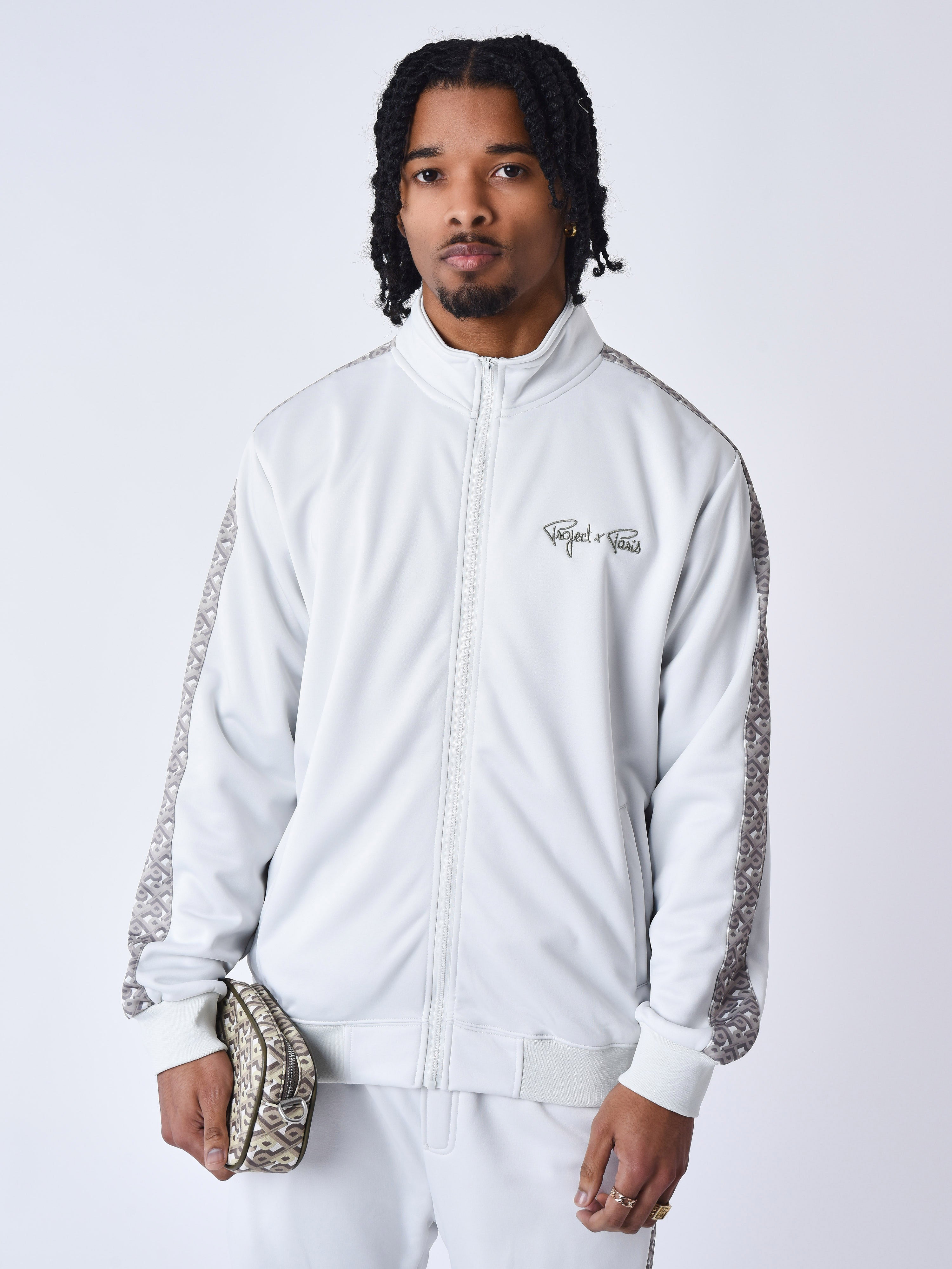 Veste zippé à bande imprimé-1