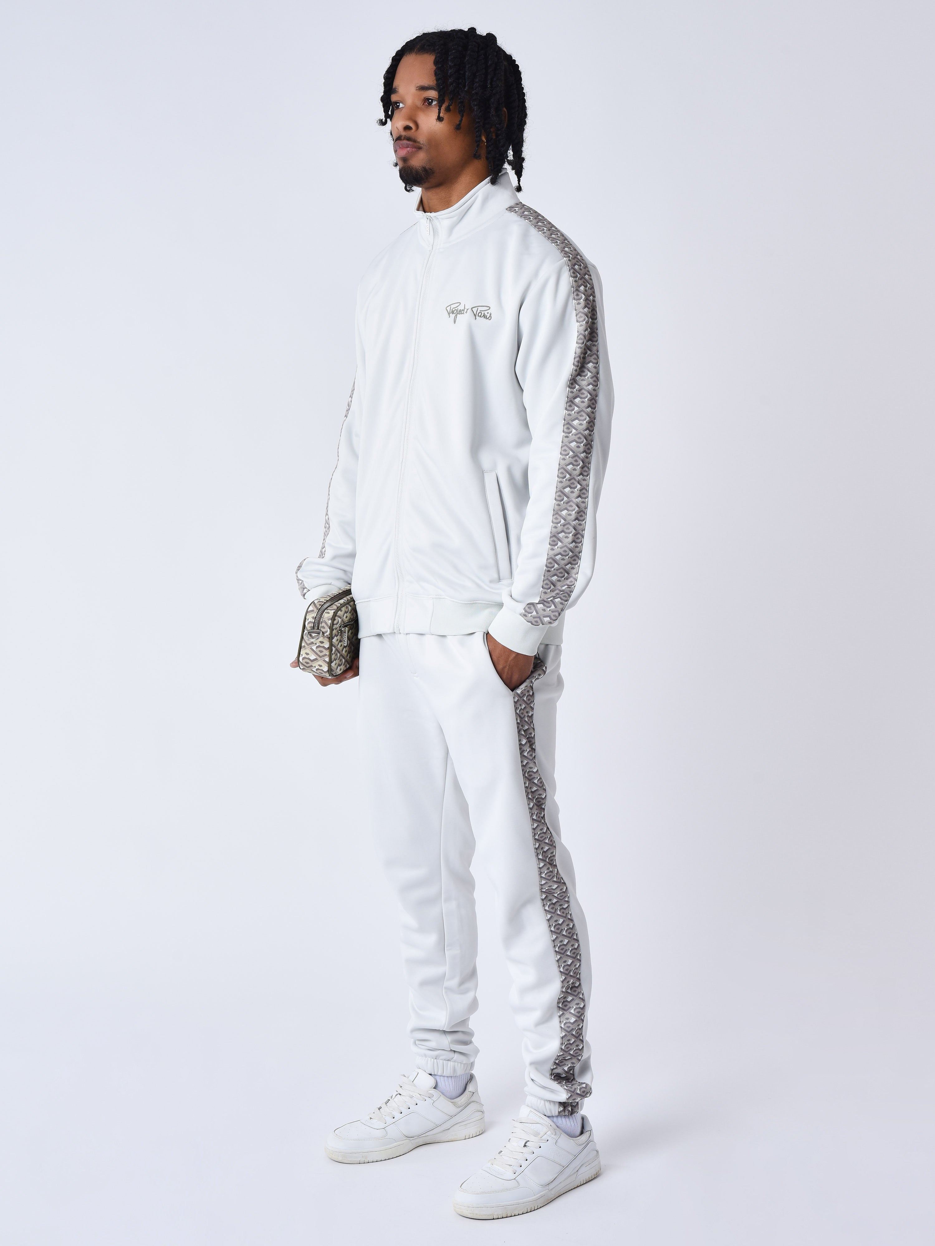 Veste zippé à bande imprimé-4